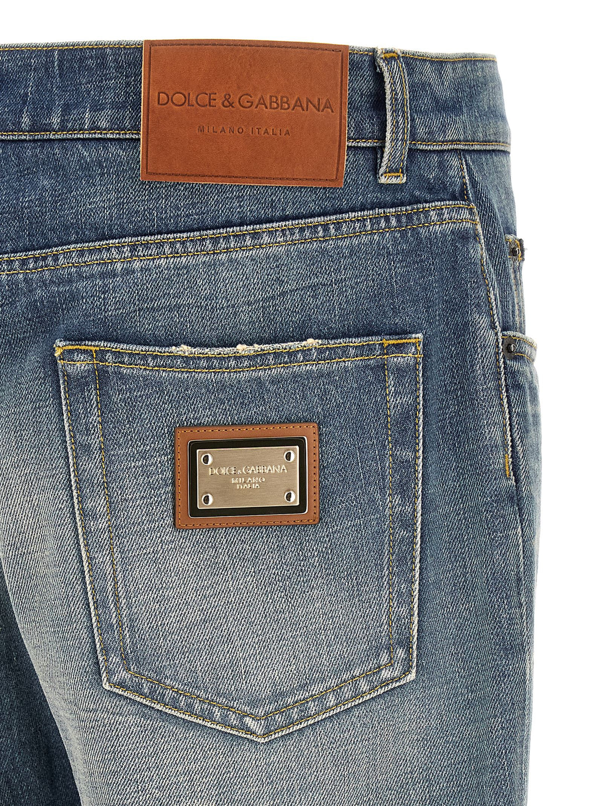 Dolce & Gabbana Men Destroyed Logo Plaque Jeans DOLCE & GABBANA
