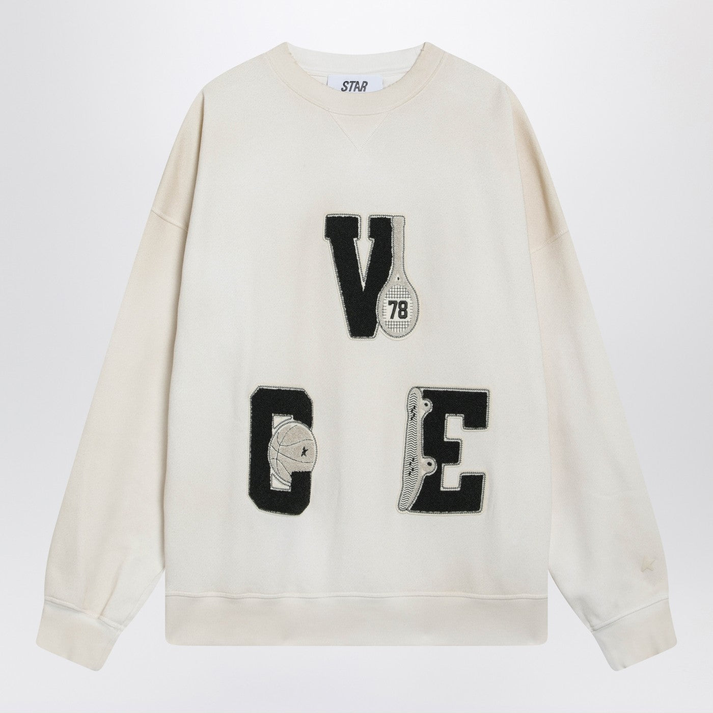 Golden Goose White Crewneck Sweatshirt With Patches Women GOLDEN GOOSE