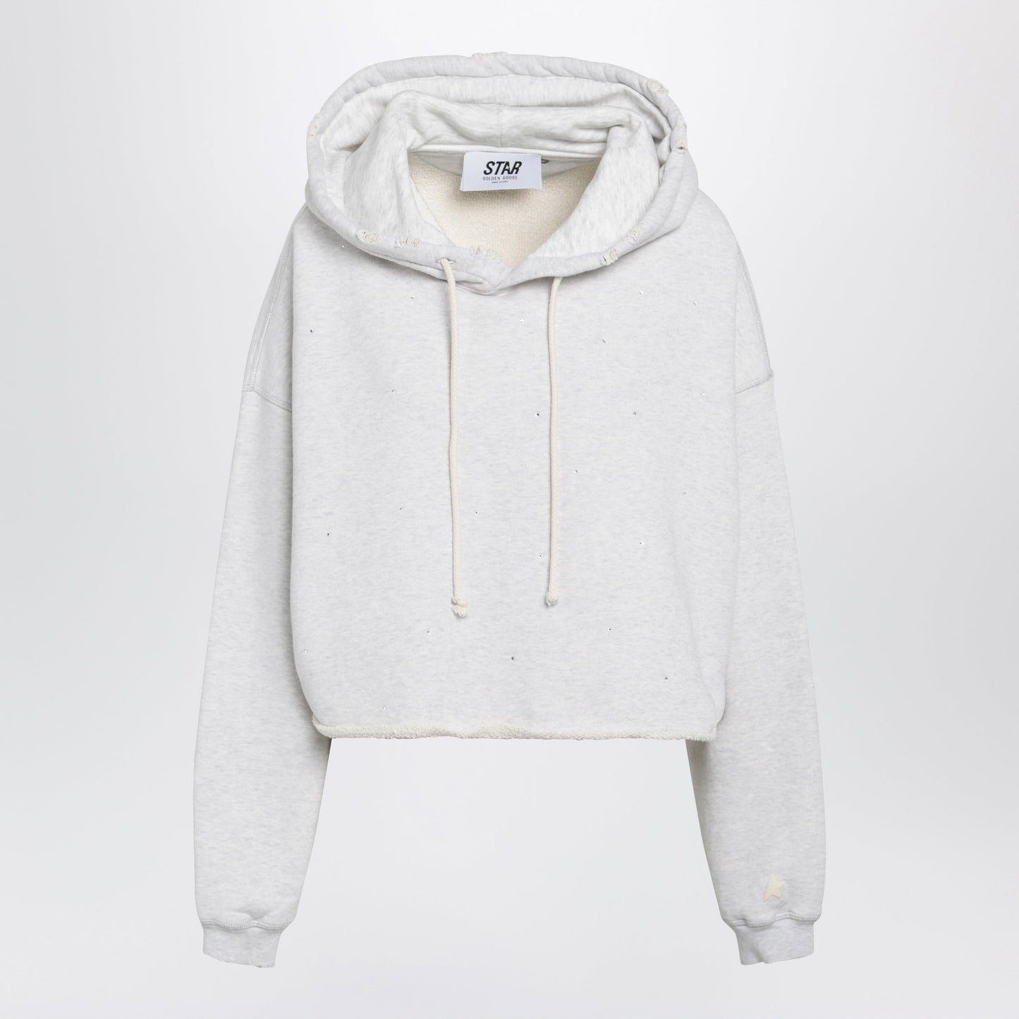 Golden Goose Star Sweatshirt With Crystal Embroidery In Grey Cotton Women GOLDEN GOOSE