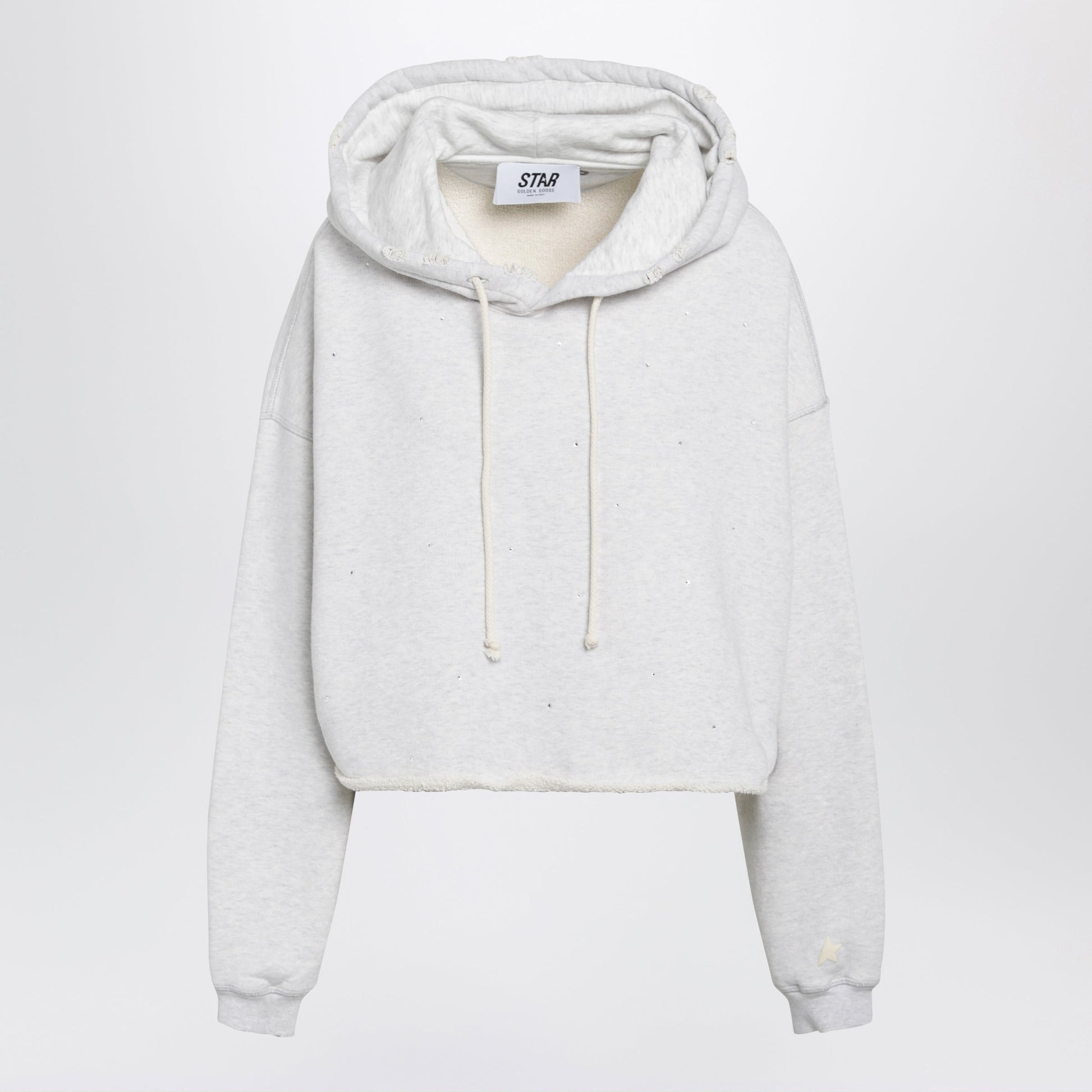 Golden Goose Star Sweatshirt With Crystal Embroidery In Grey Cotton Women GOLDEN GOOSE
