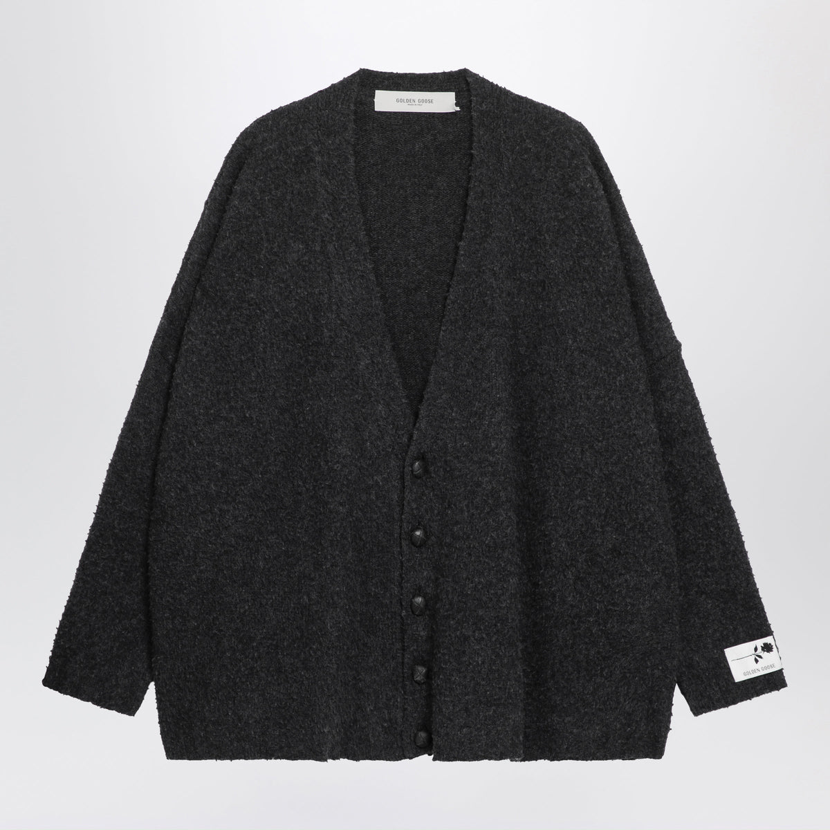 Golden Goose Grey Boucle Knit Cardigan In Wool Men GOLDEN GOOSE
