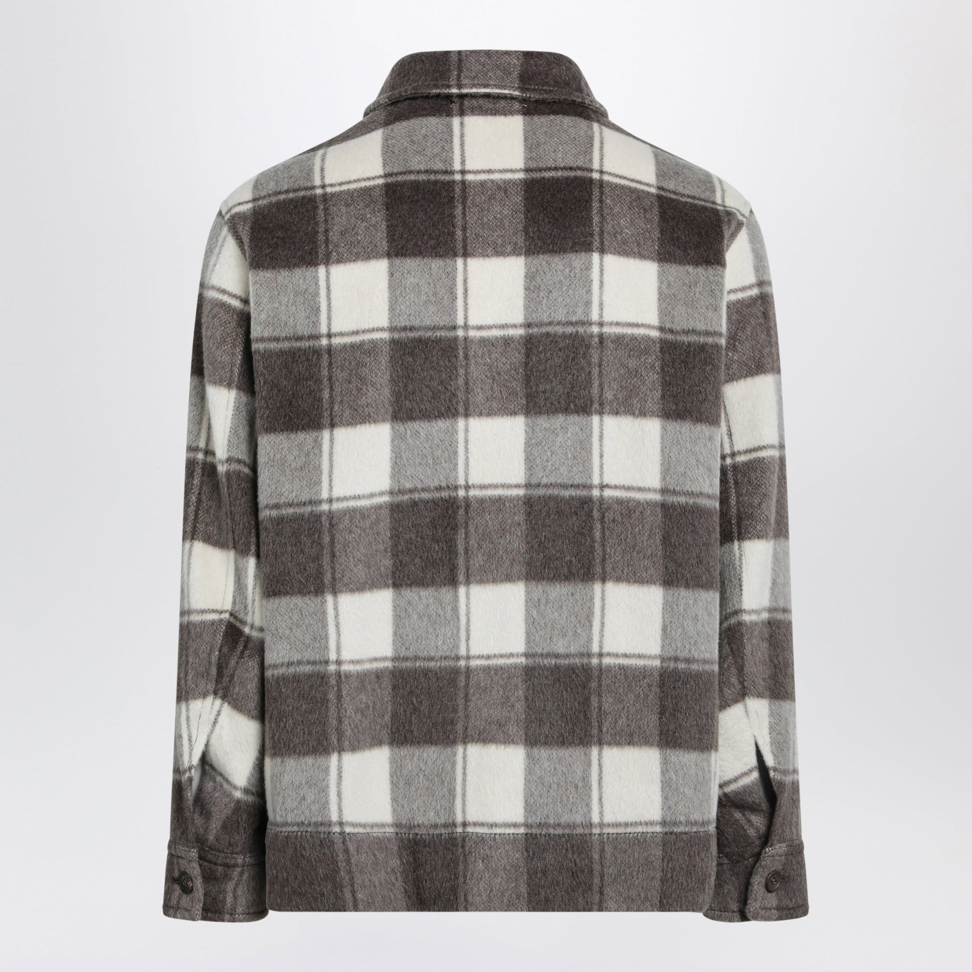 Golden Goose Shirt Jacket With Taupe/Cream Check Pattern In Mohair Blend Men GOLDEN GOOSE