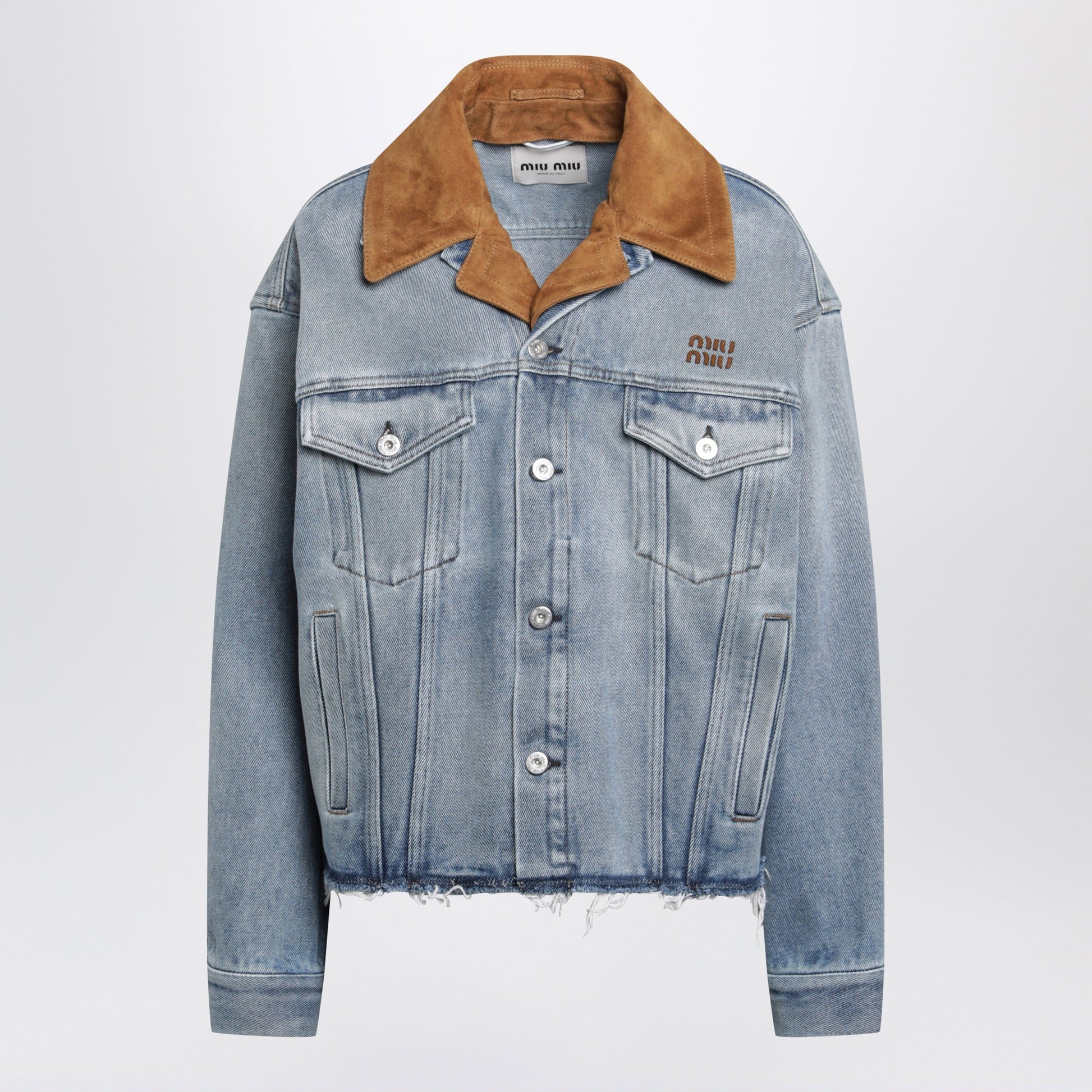 Miu Miu Washed Denim Jacket With Suede Collar Women MIU MIU
