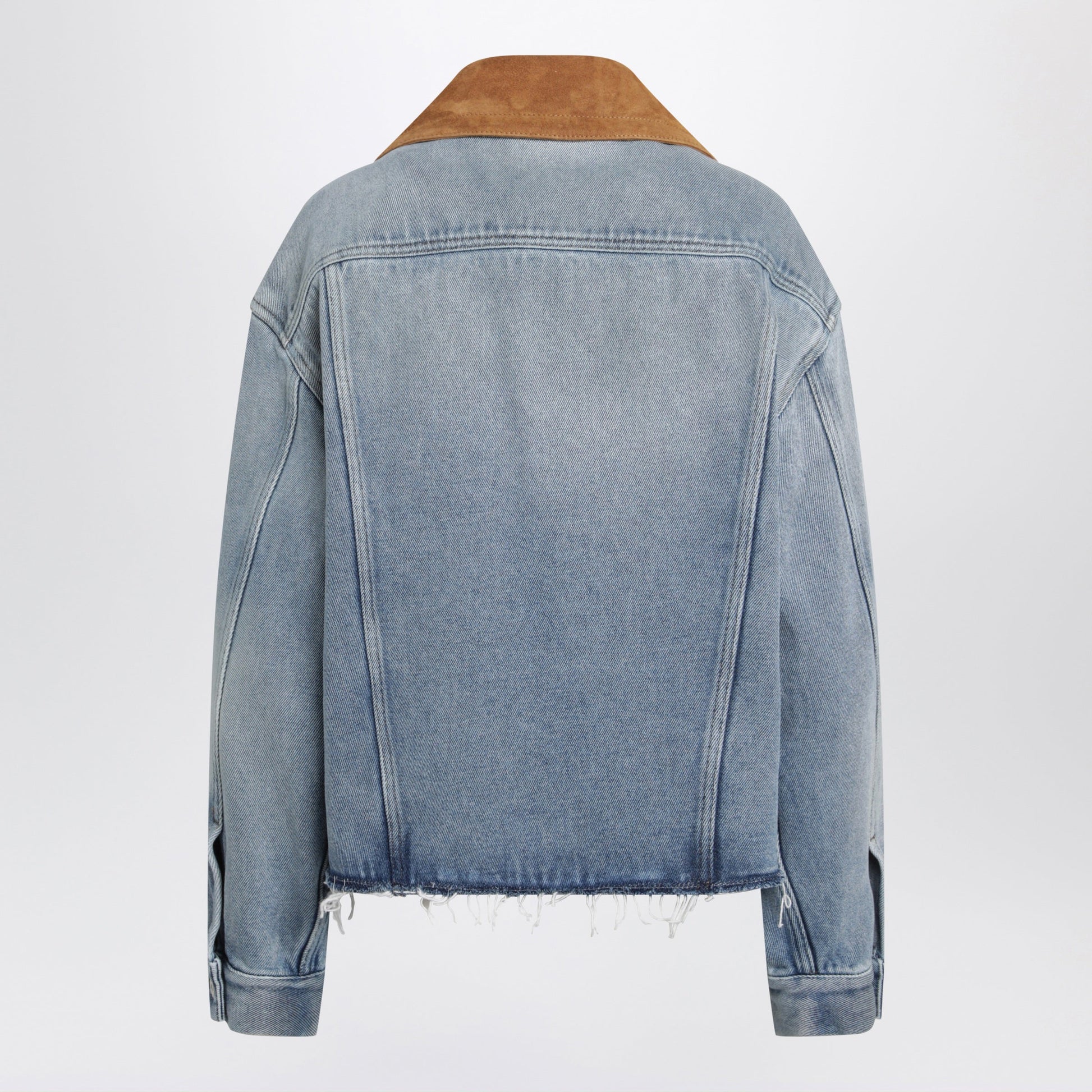 Miu Miu Washed Denim Jacket With Suede Collar Women MIU MIU