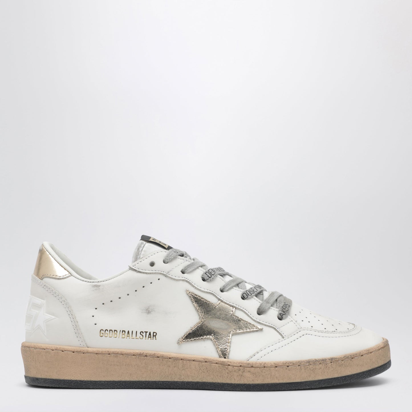 Golden Goose Ball Star Sneakers In Milk White/Gold With Vintage Effect Women GOLDEN GOOSE