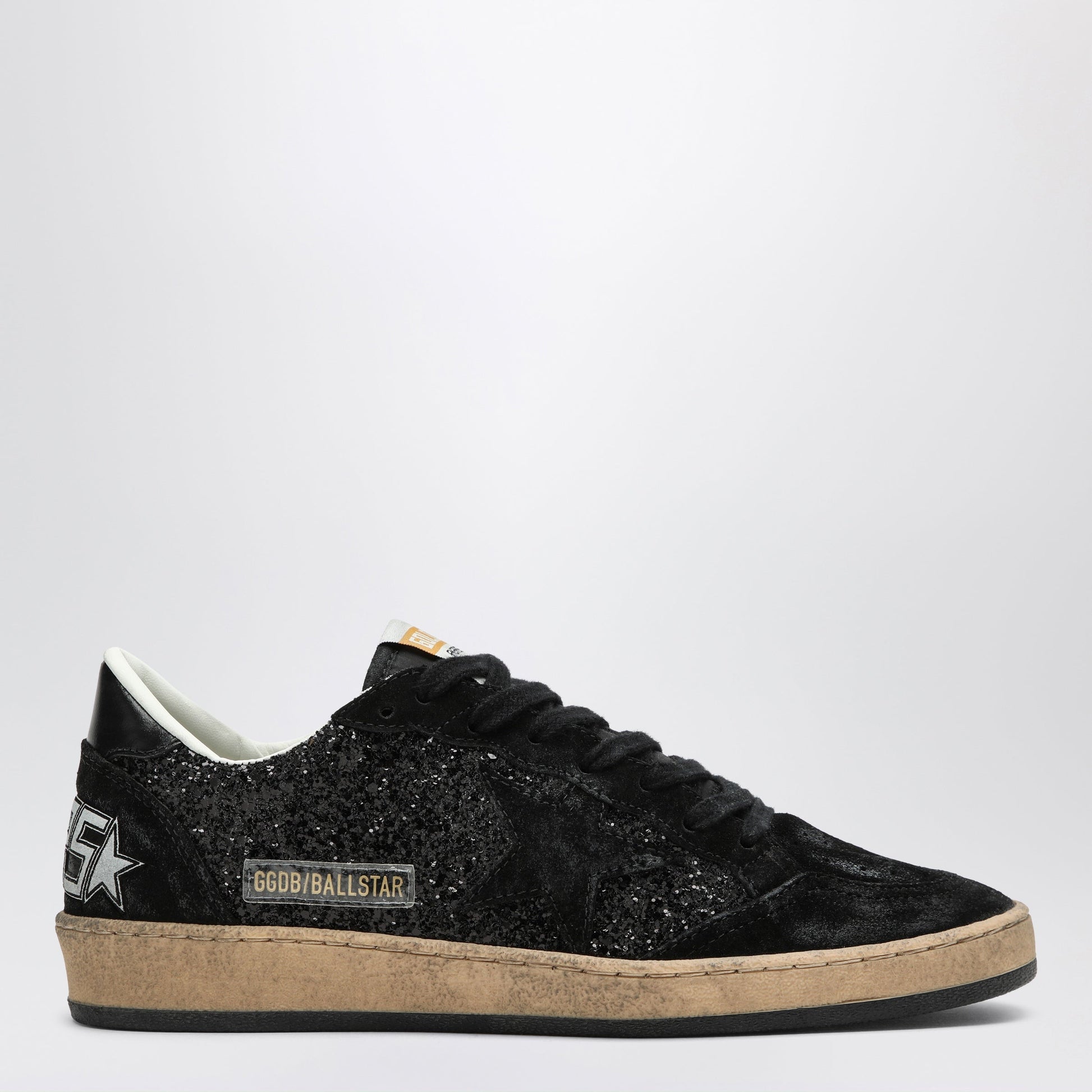 Golden Goose Ball Star Sneakers Black In Suede And Glitter Women GOLDEN GOOSE