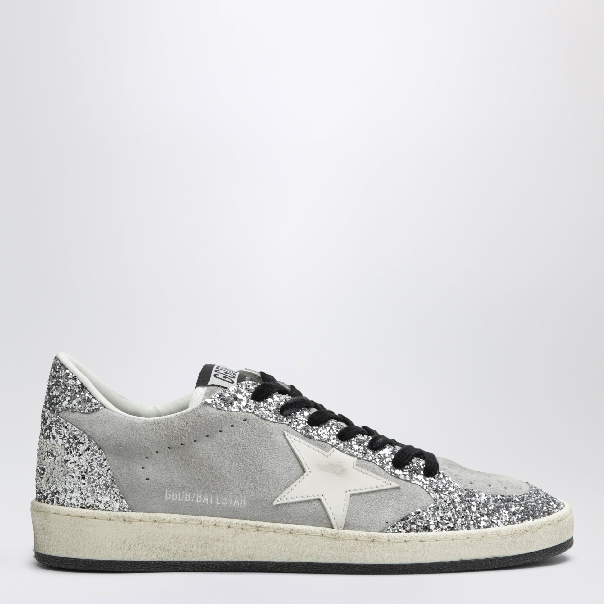 Golden Goose Ball Star Sneakers In Grey/White With Silver Glitter Women GOLDEN GOOSE