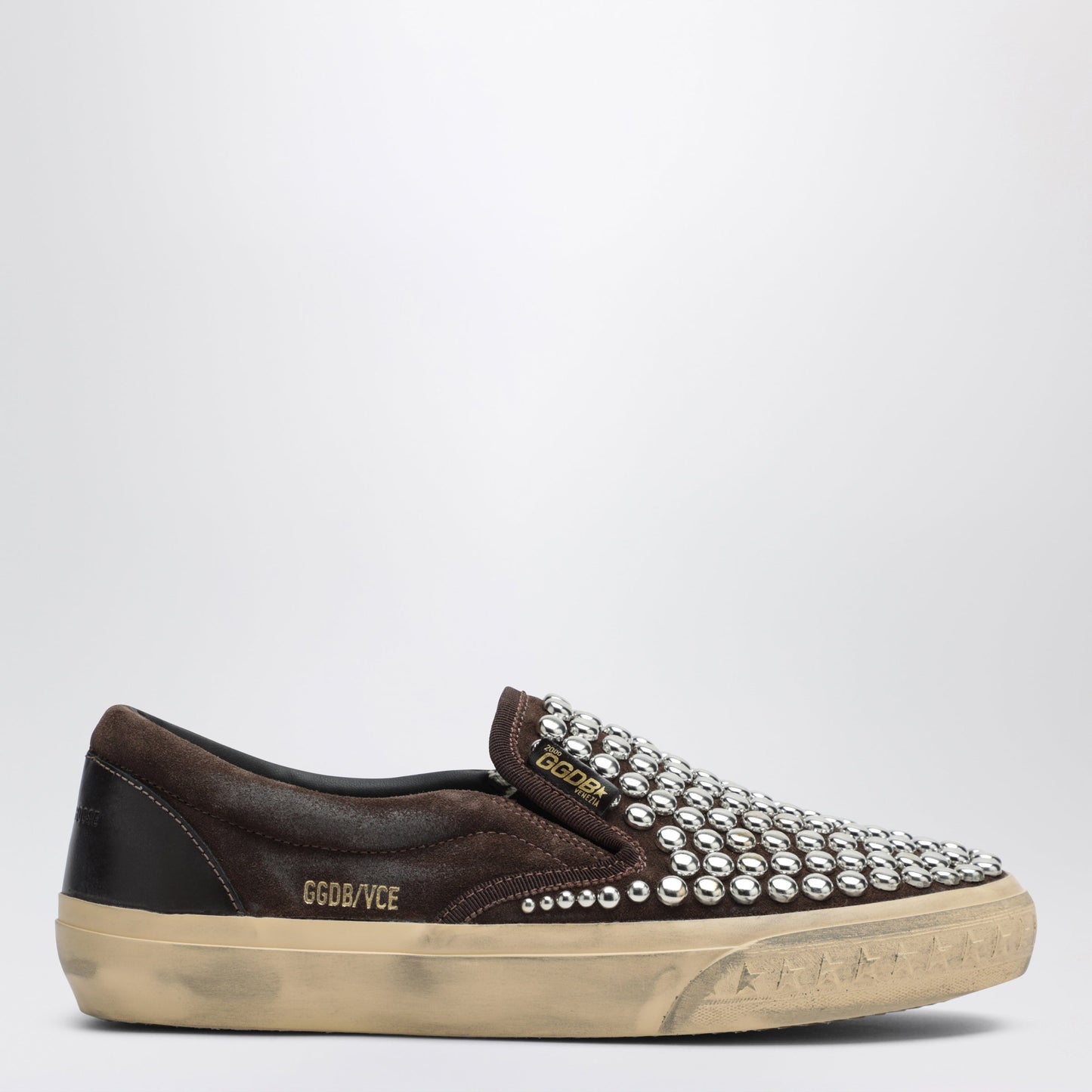 Golden Goose Brown Suede Slip-On Shoes With Studs Women GOLDEN GOOSE