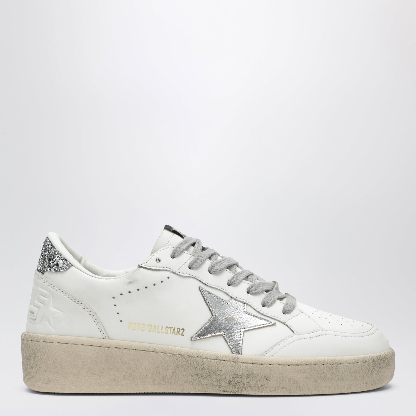 Golden Goose White/Silver/Platinum Glitter Ball Star Sneakers Women GOLDEN GOOSE