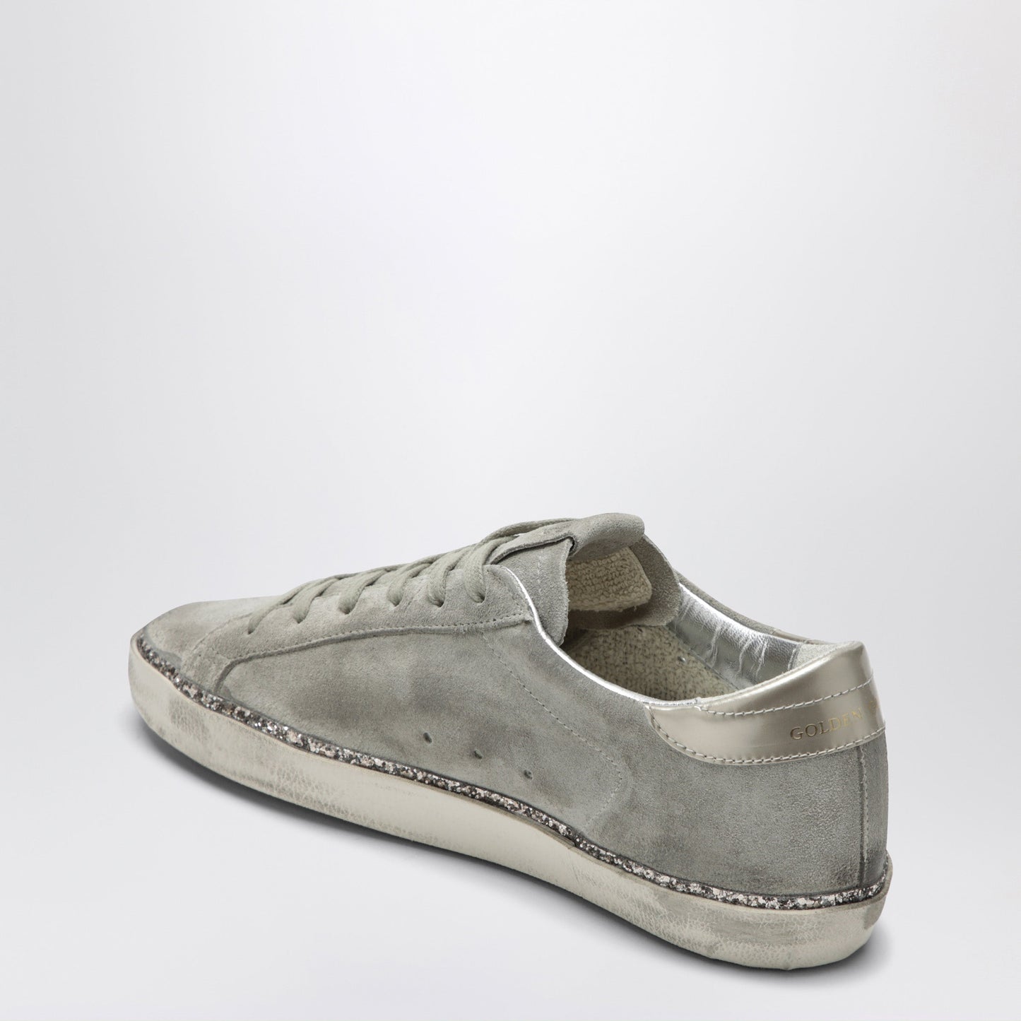 Golden Goose Super-Star Taupe Grey/Glitter Suede Sneakers Women GOLDEN GOOSE