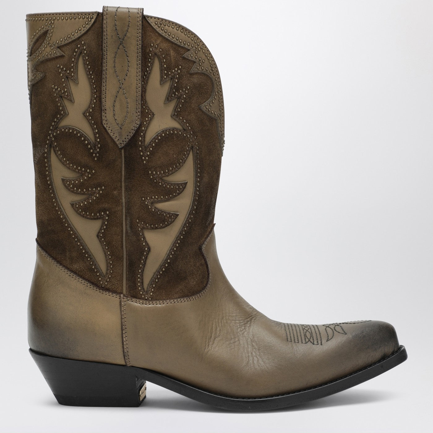 Golden Goose Wish Star Boots In Khaki Leather And Suede Women GOLDEN GOOSE