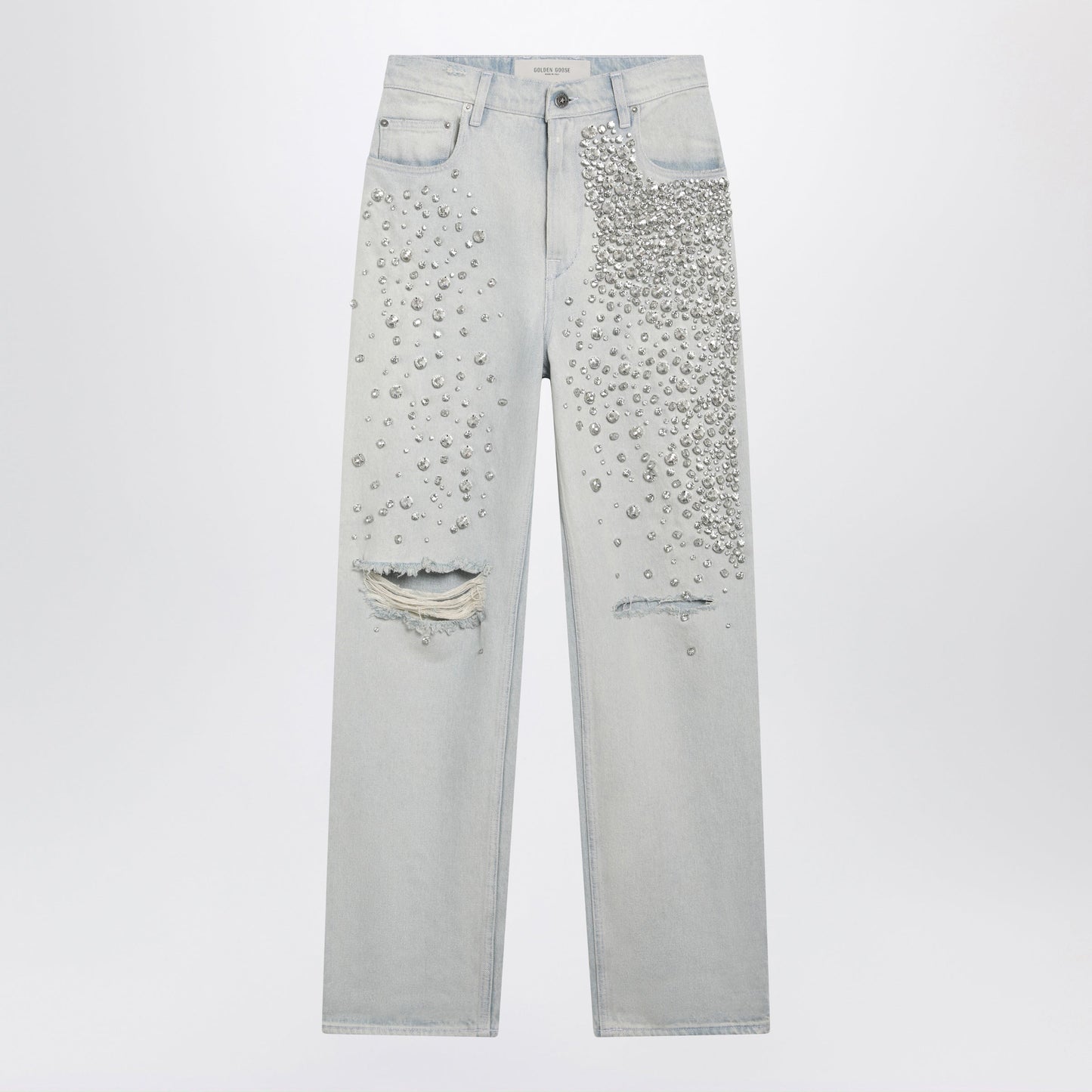 Golden Goose Light Blue Jeans With Cabochon Crystals Women GOLDEN GOOSE