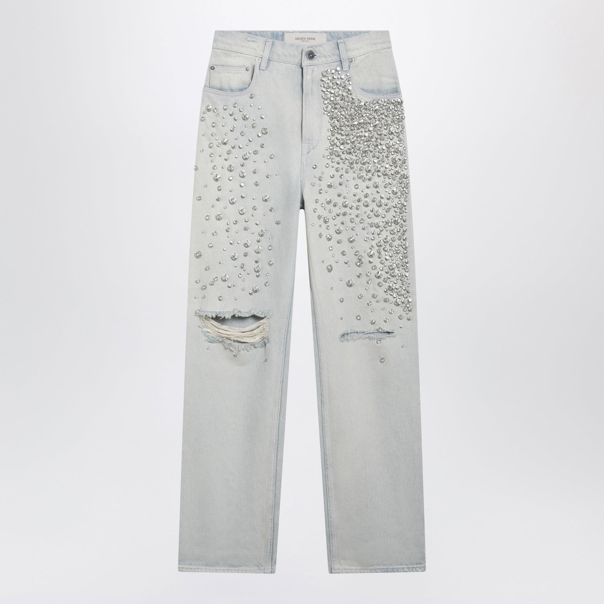 Golden Goose Light Blue Jeans With Cabochon Crystals Women GOLDEN GOOSE
