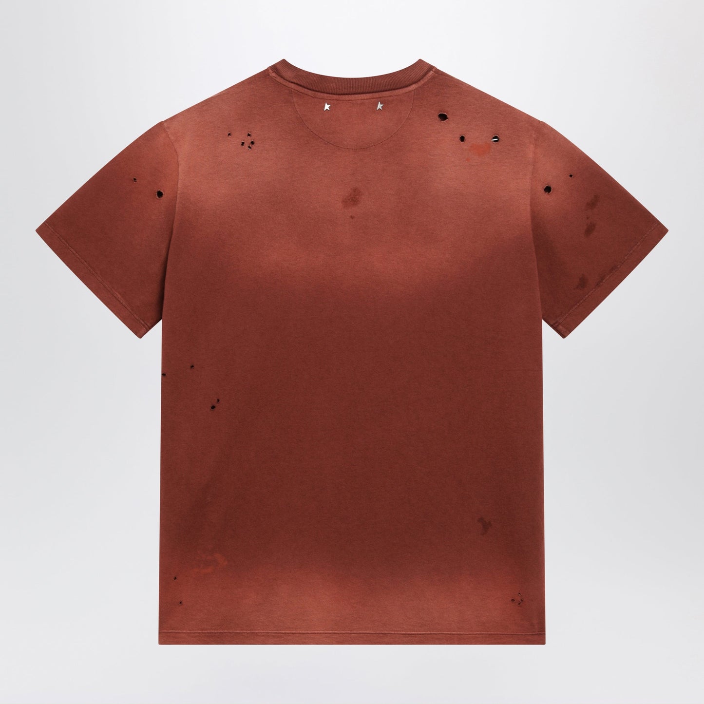 Golden Goose Rust-Colored Cotton T-Shirt With Floral Print Women GOLDEN GOOSE