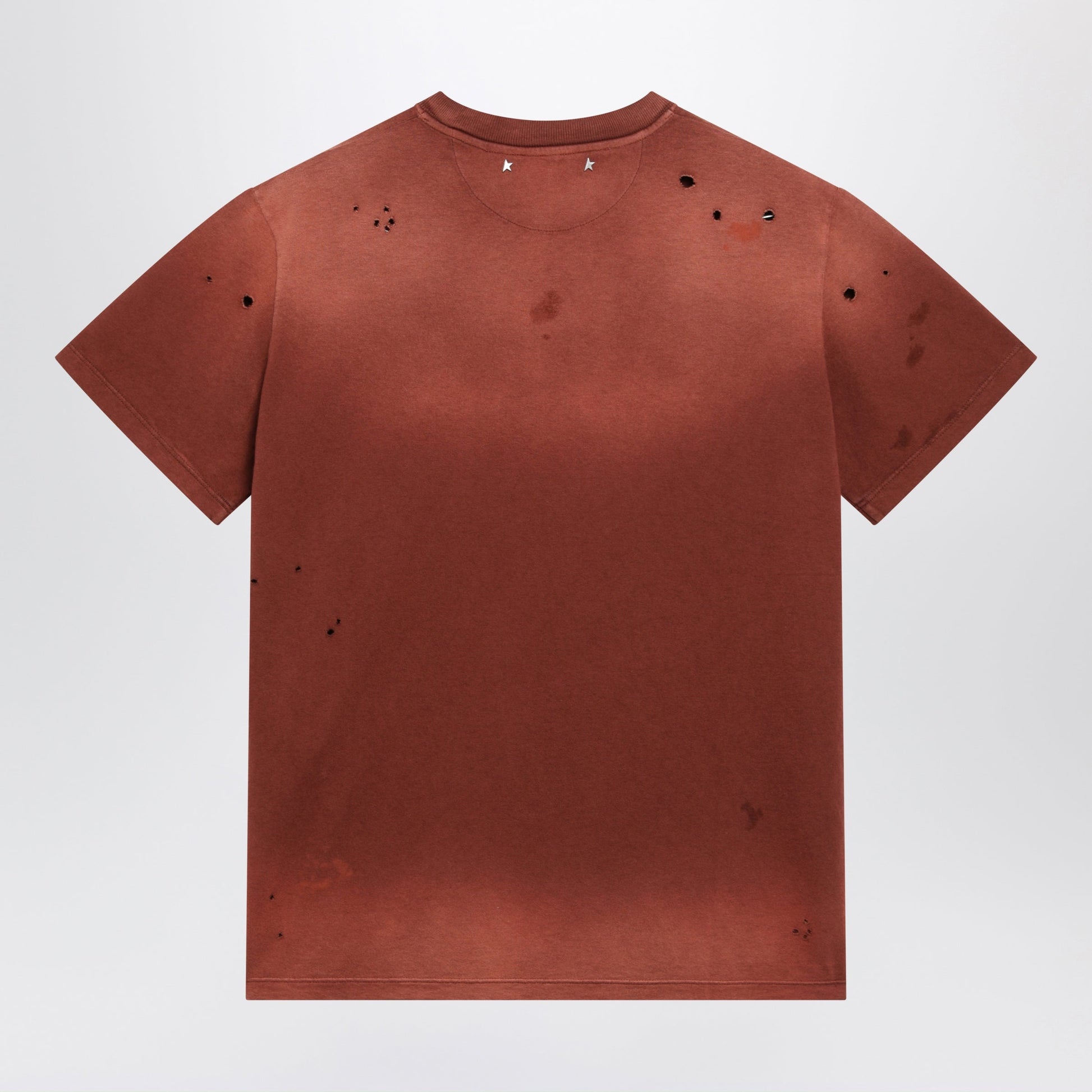 Golden Goose Rust-Colored Cotton T-Shirt With Floral Print Women GOLDEN GOOSE