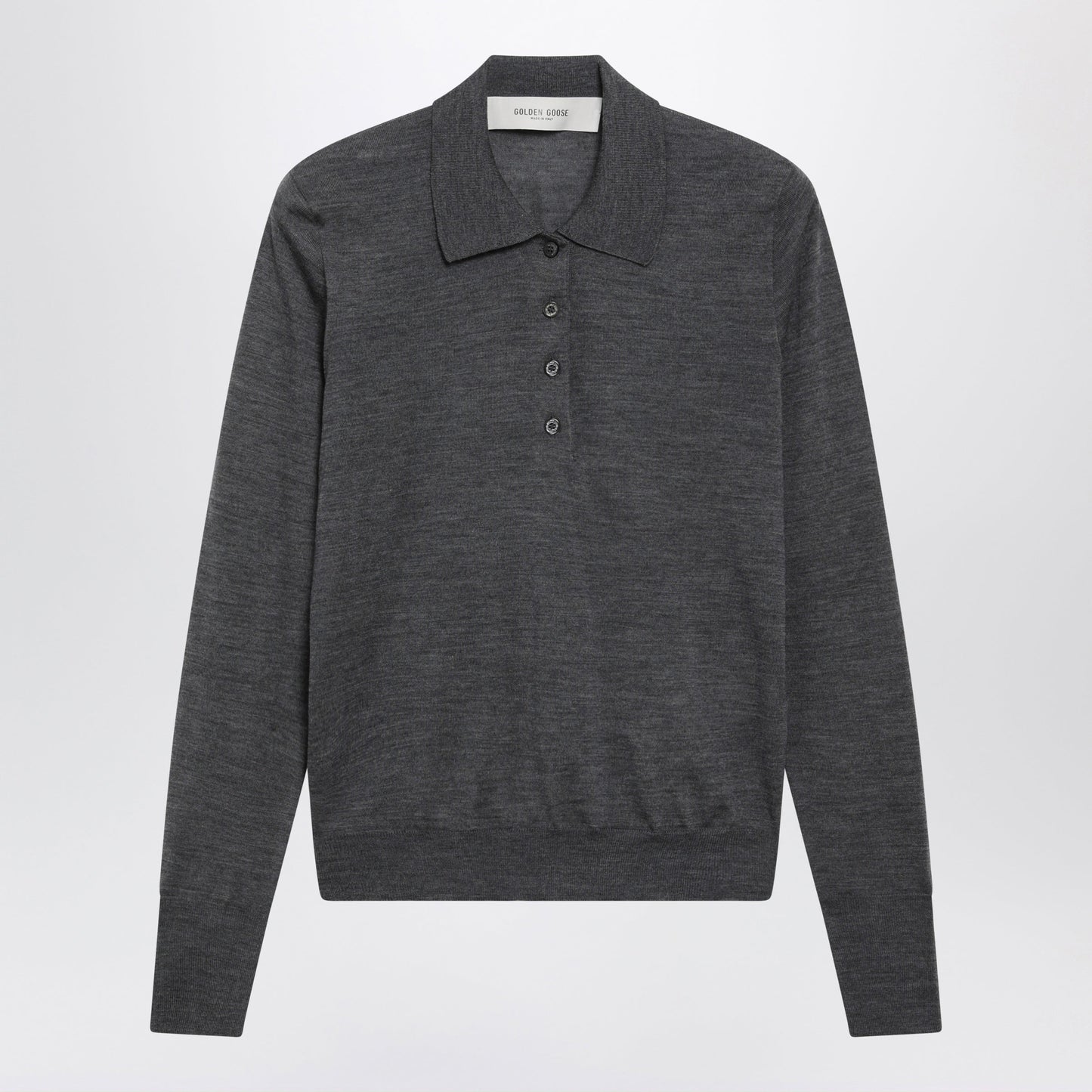 Golden Goose Anthracite Virgin Wool Long-Sleeved Polo Shirt Women GOLDEN GOOSE