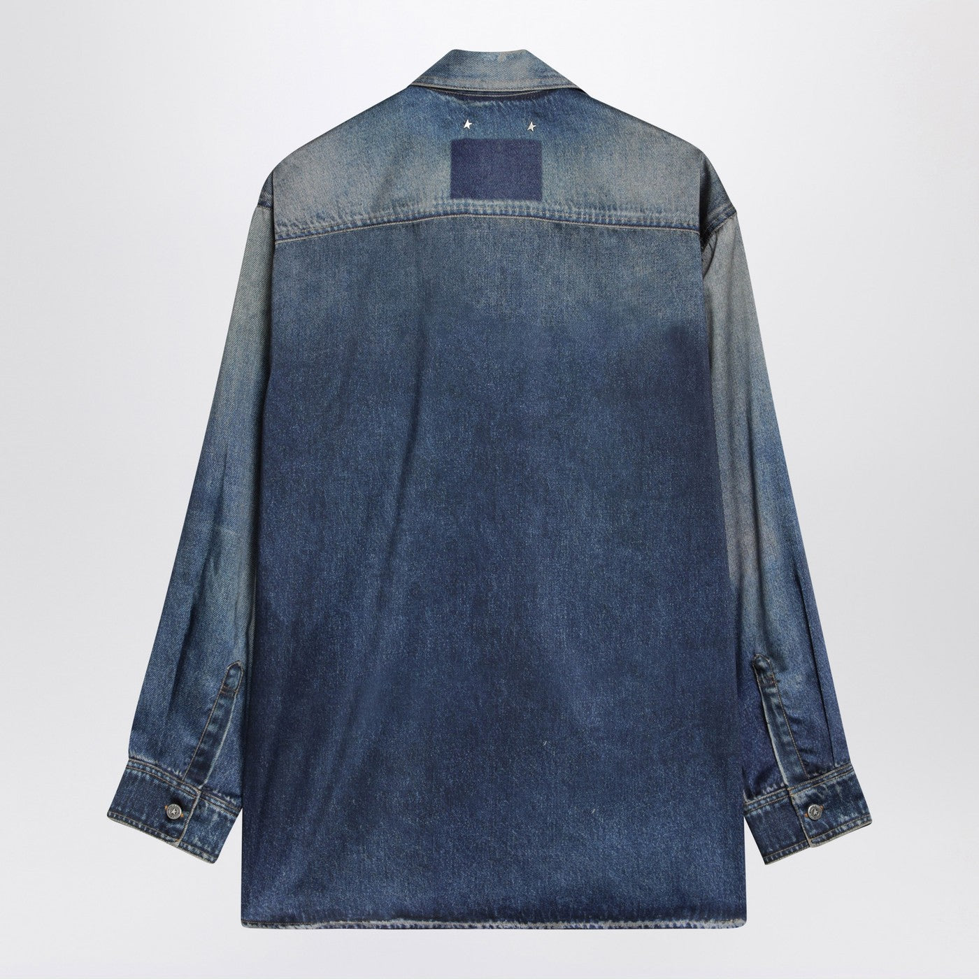 Golden Goose Blue Oversized Patty Shirt With Denim Print Women GOLDEN GOOSE
