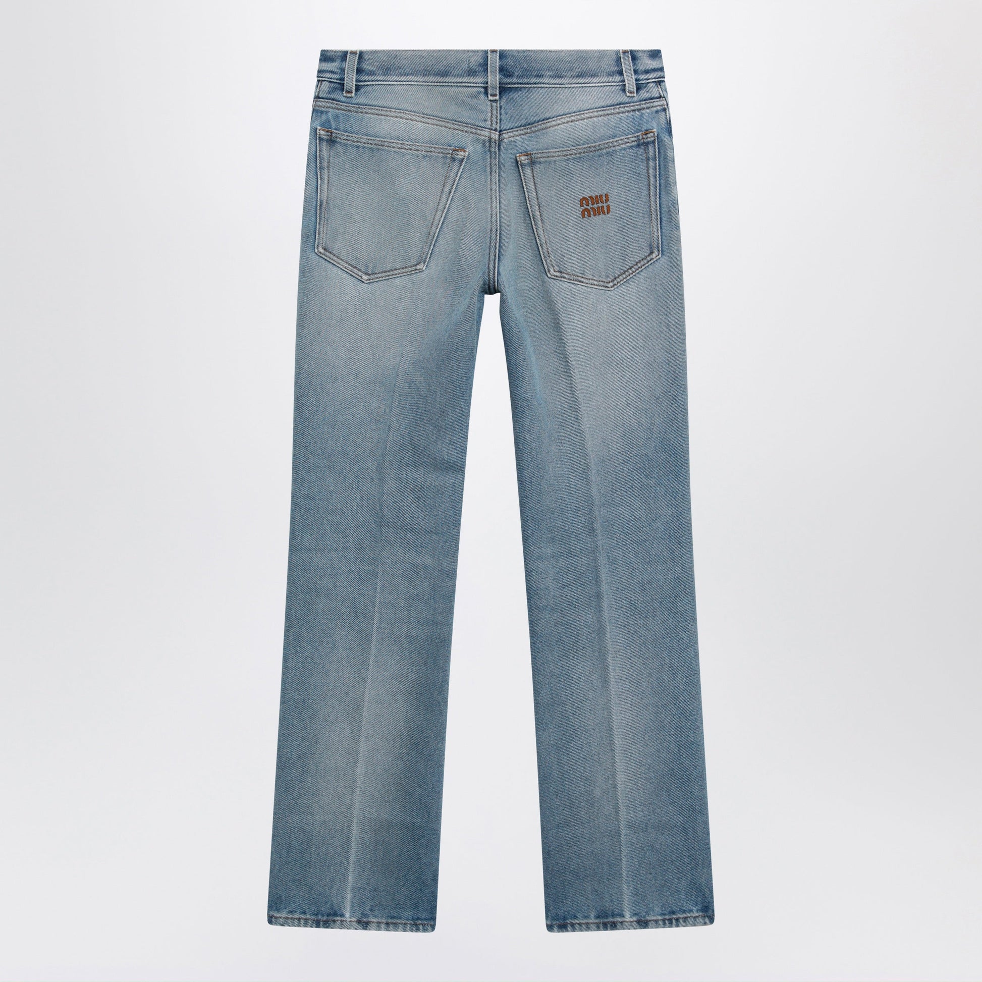 Miu Miu Light Blue Washed Denim Trousers Women MIU MIU
