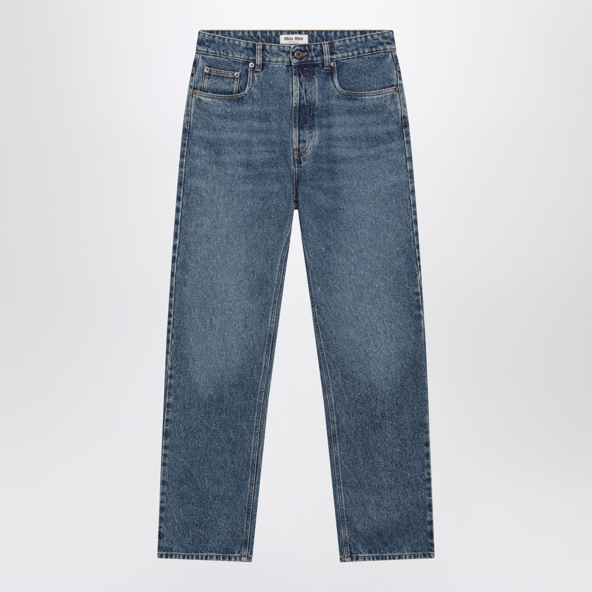 Miu Miu Medium Blue Jeans With Logo Embroidery Women MIU MIU