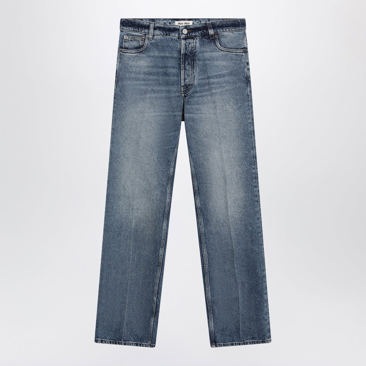 Miu Miu Stone-Washed Denim Trousers In Blue Cotton Women MIU MIU