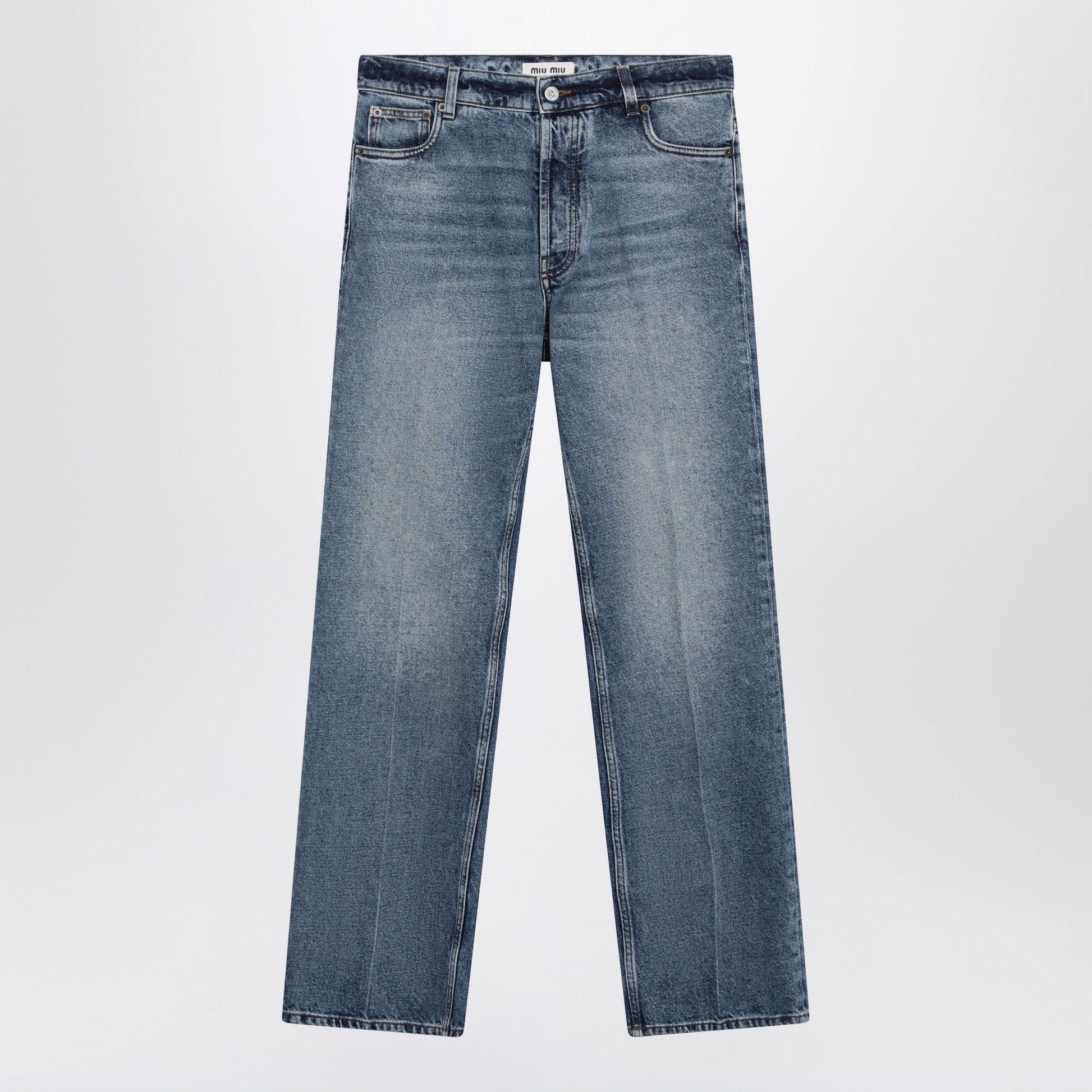 Miu Miu Stone-Washed Denim Trousers In Blue Cotton Women MIU MIU