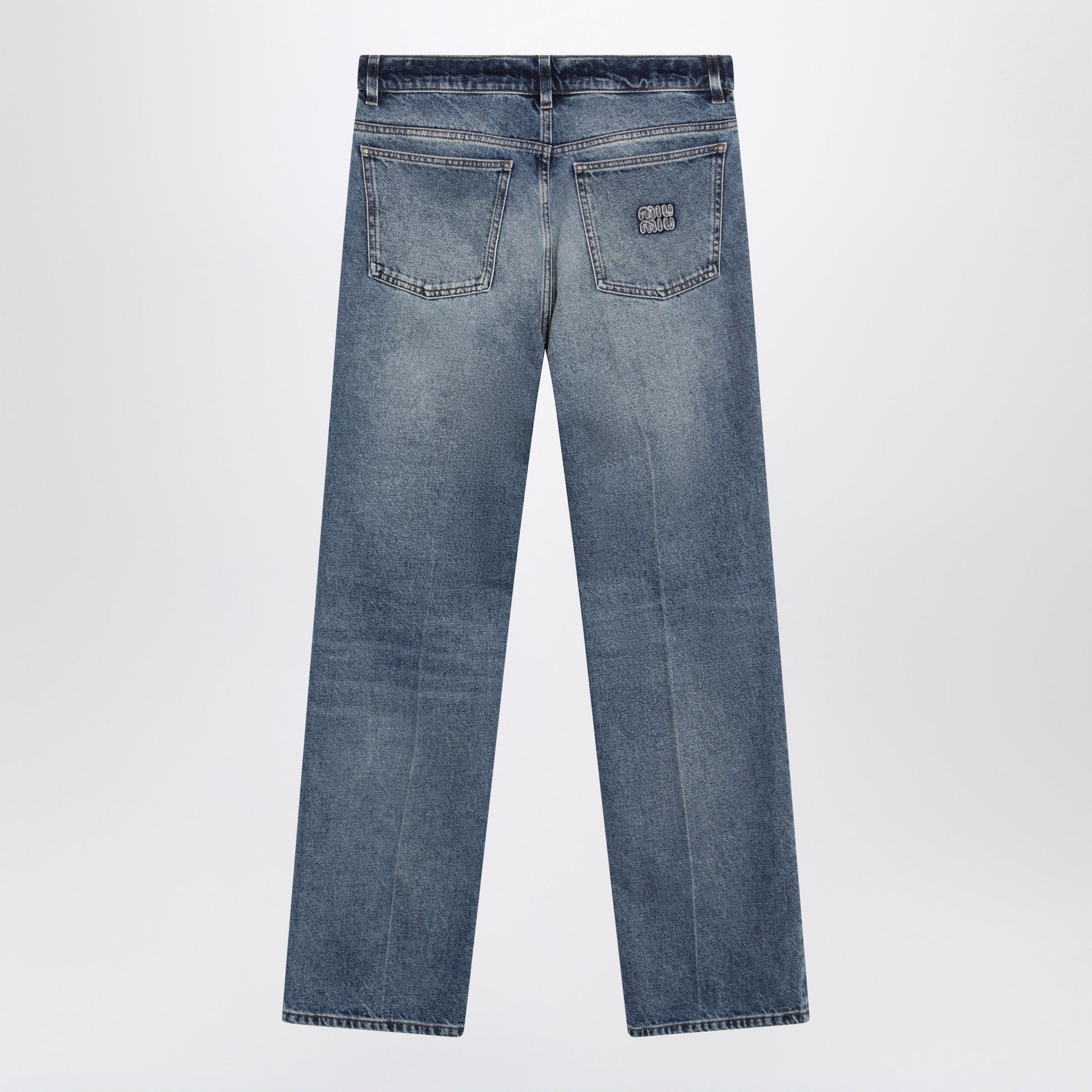 Miu Miu Stone-Washed Denim Trousers In Blue Cotton Women MIU MIU