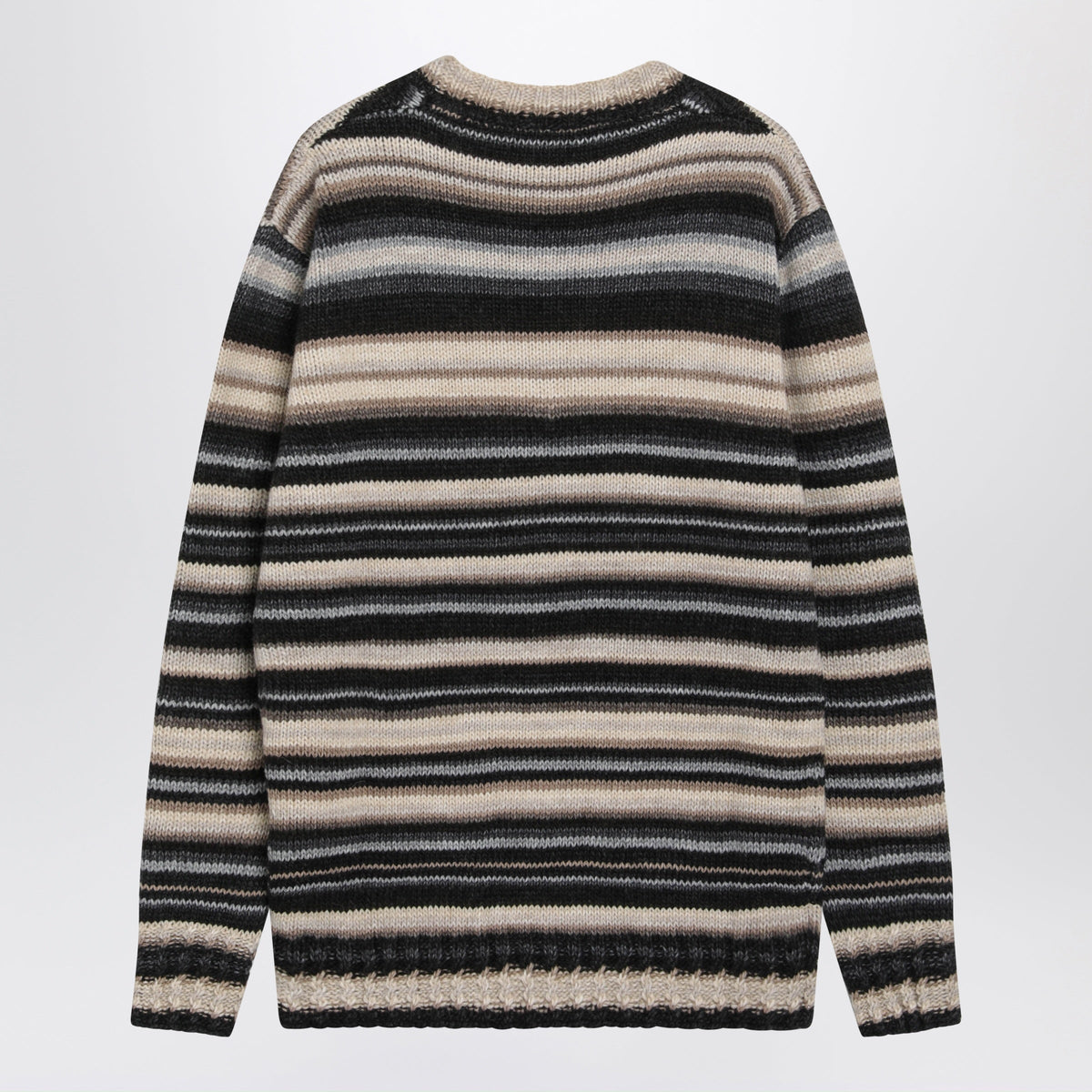 Dolce&Gabbana Brown/Beige Striped Sweater In Wool Blend Men DOLCE & GABBANA