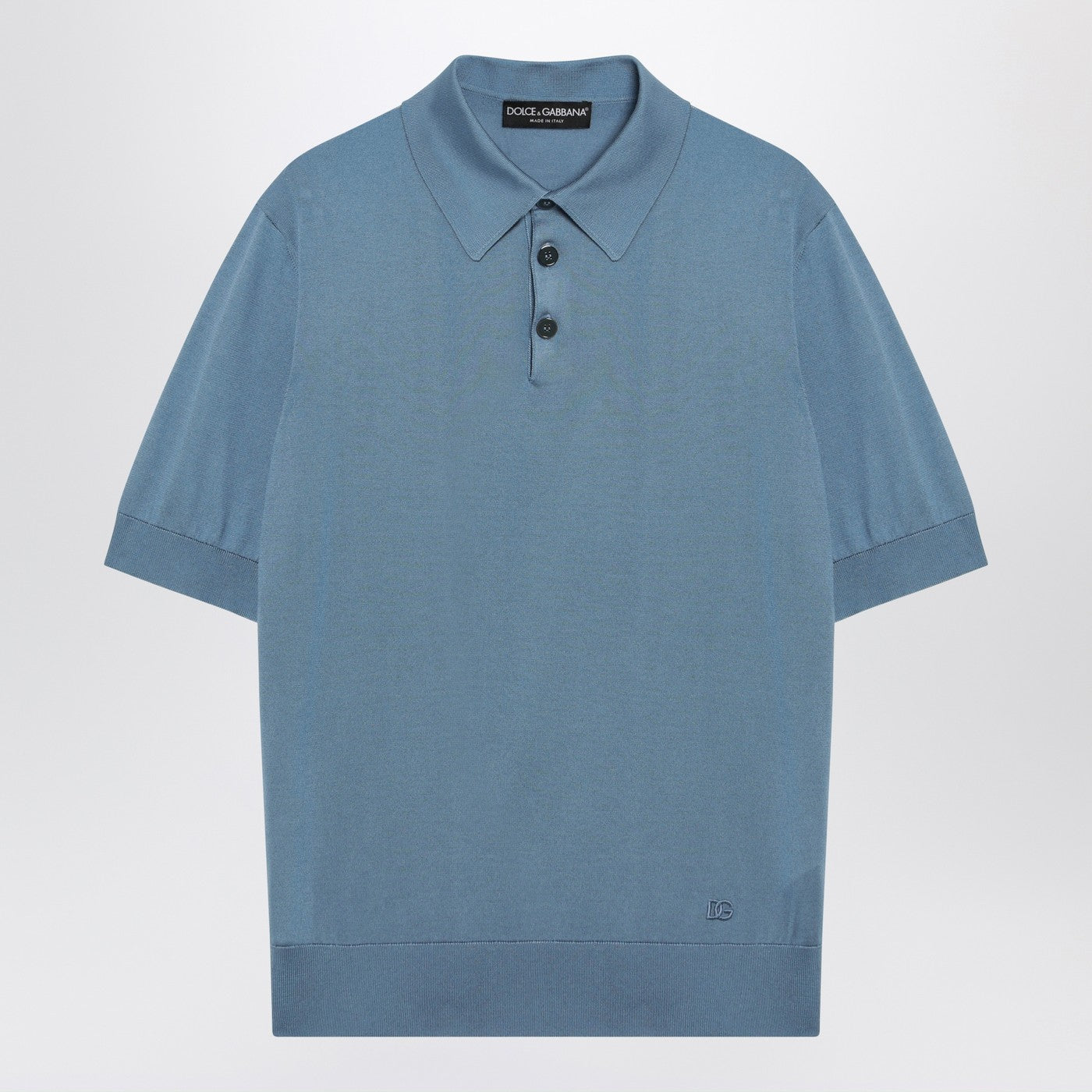 Dolce&Gabbana Light Blue Silk Polo Shirt Men DOLCE & GABBANA