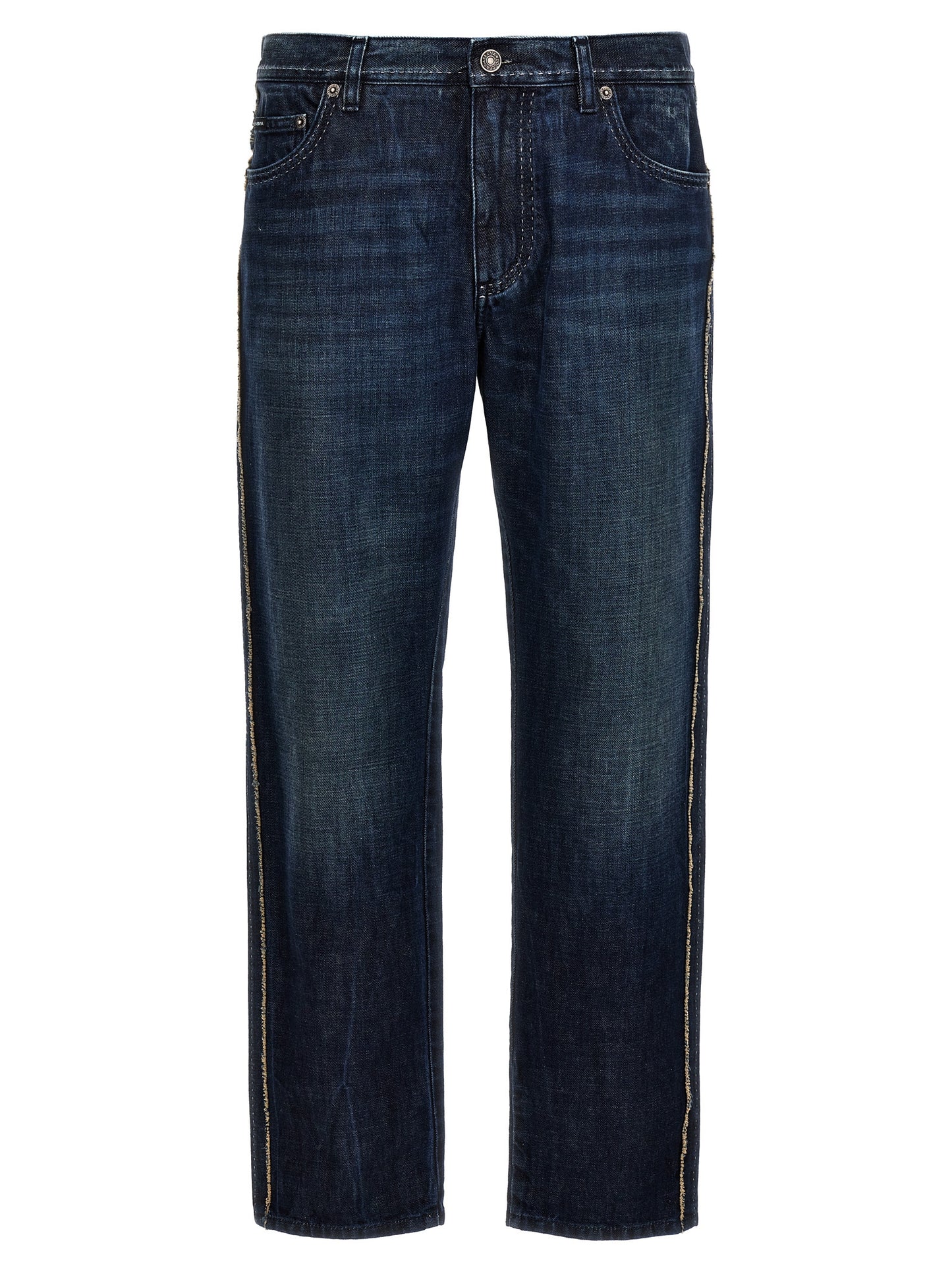 Dolce & Gabbana Men Fringed Stitching Jeans DOLCE & GABBANA