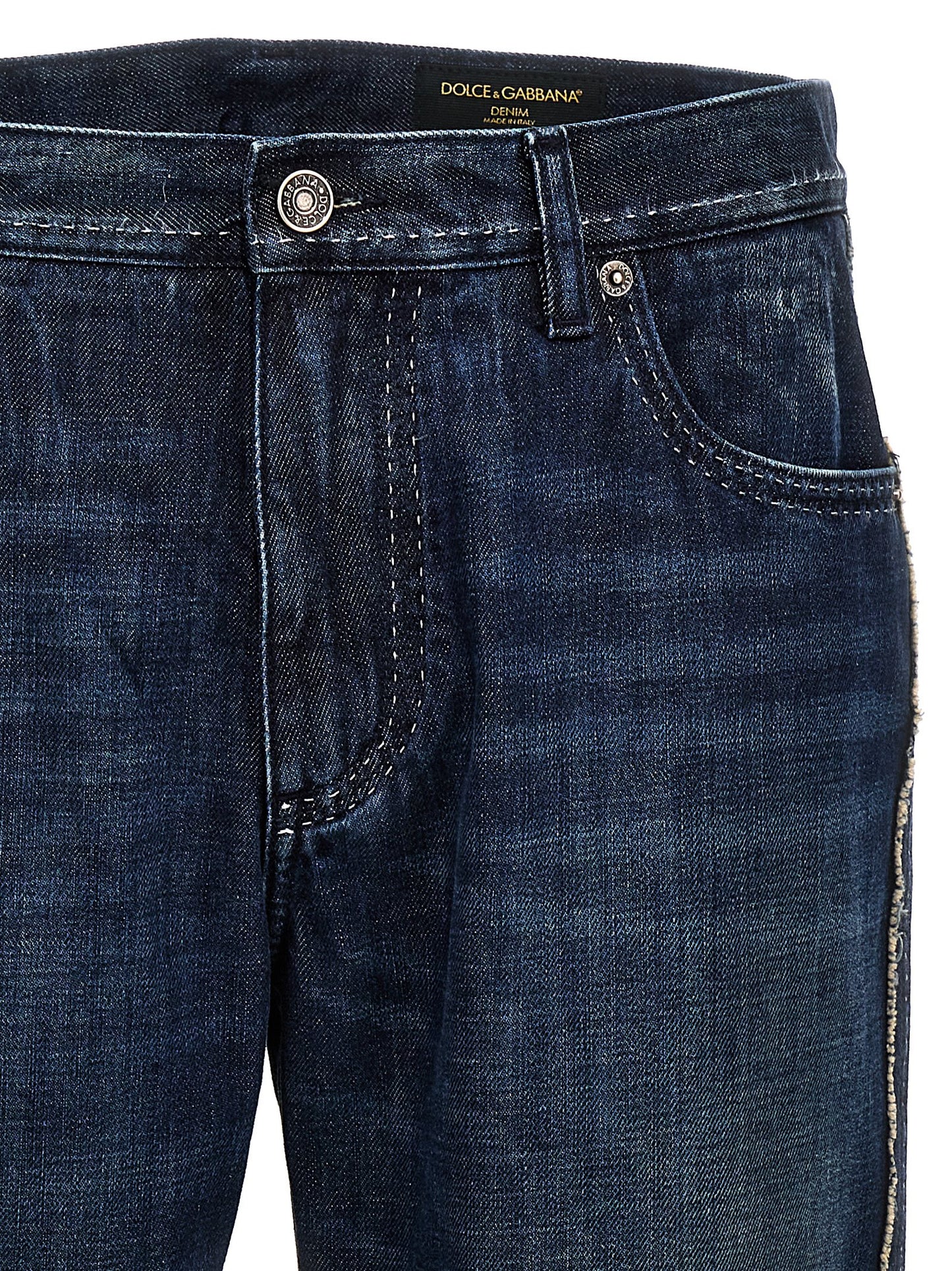 Dolce & Gabbana Men Fringed Stitching Jeans DOLCE & GABBANA