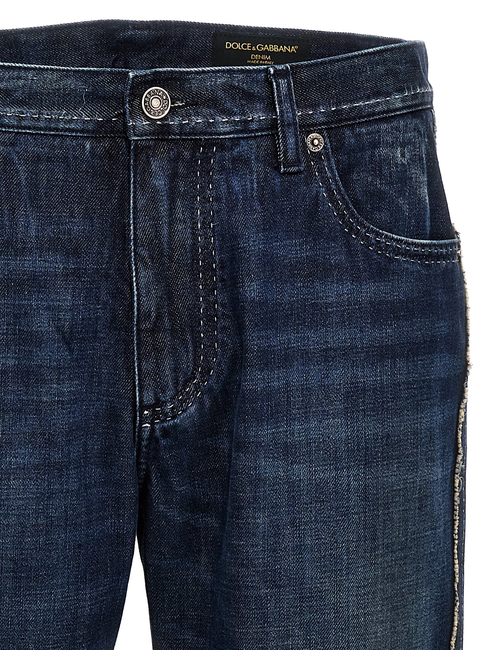 Dolce & Gabbana Men Fringed Stitching Jeans DOLCE & GABBANA