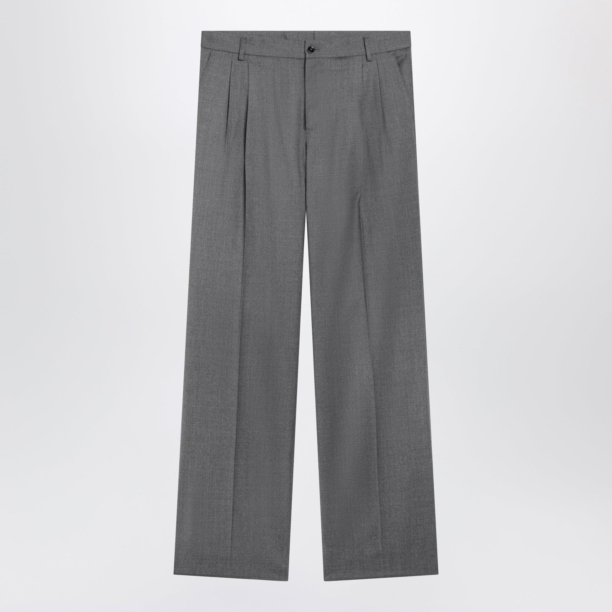 Dolce&Gabbana Grey Melange Flannel Pleated Trousers Men DOLCE & GABBANA