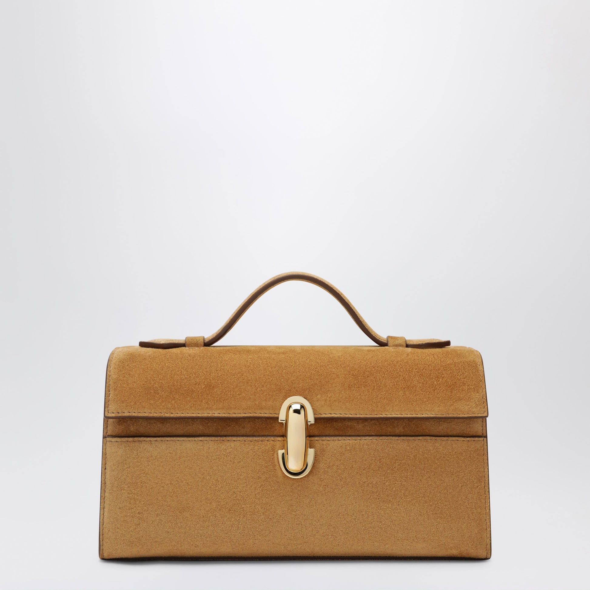 Savette Light Brown Suede Symmetry Pouch Women SAVETTE
