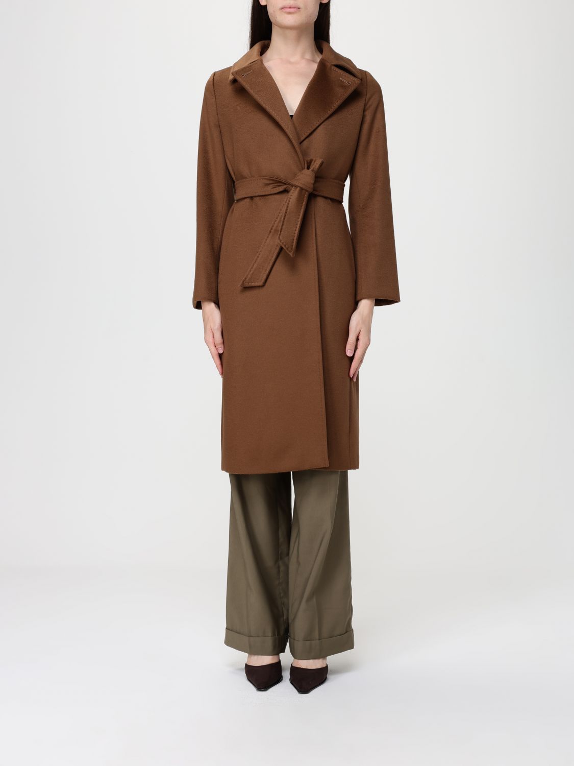 Max Mara Studio Coat Woman Brown MAX MARA STUDIO