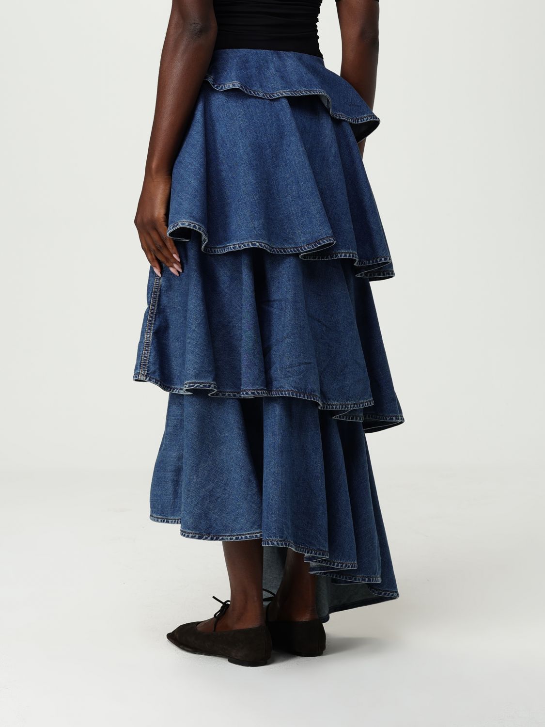 AlaiA Women Denim Skirt By Alaia With Ruffles ALAIA