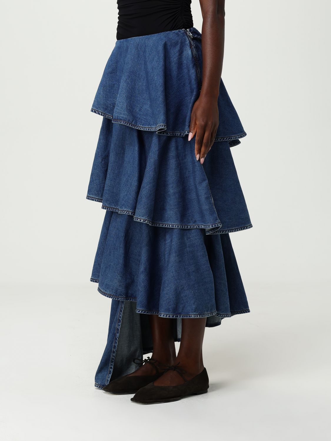 AlaiA Women Denim Skirt By Alaia With Ruffles ALAIA