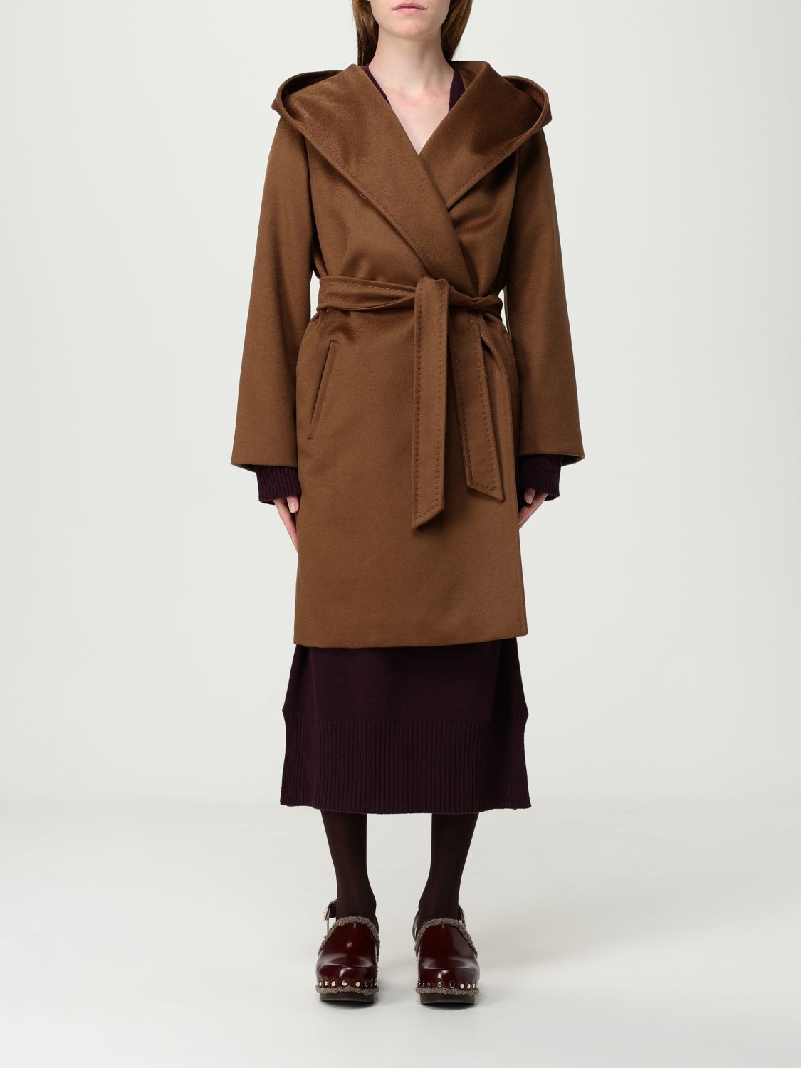 Max Mara Studio Coat Woman Brown MAX MARA STUDIO