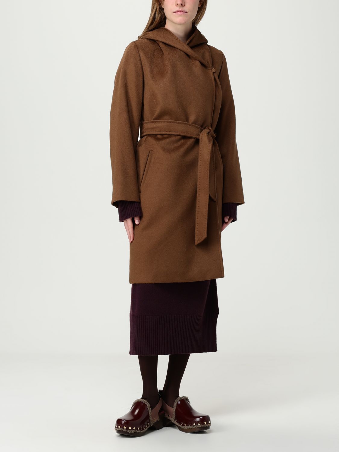 Max Mara Studio Coat Woman Brown MAX MARA STUDIO