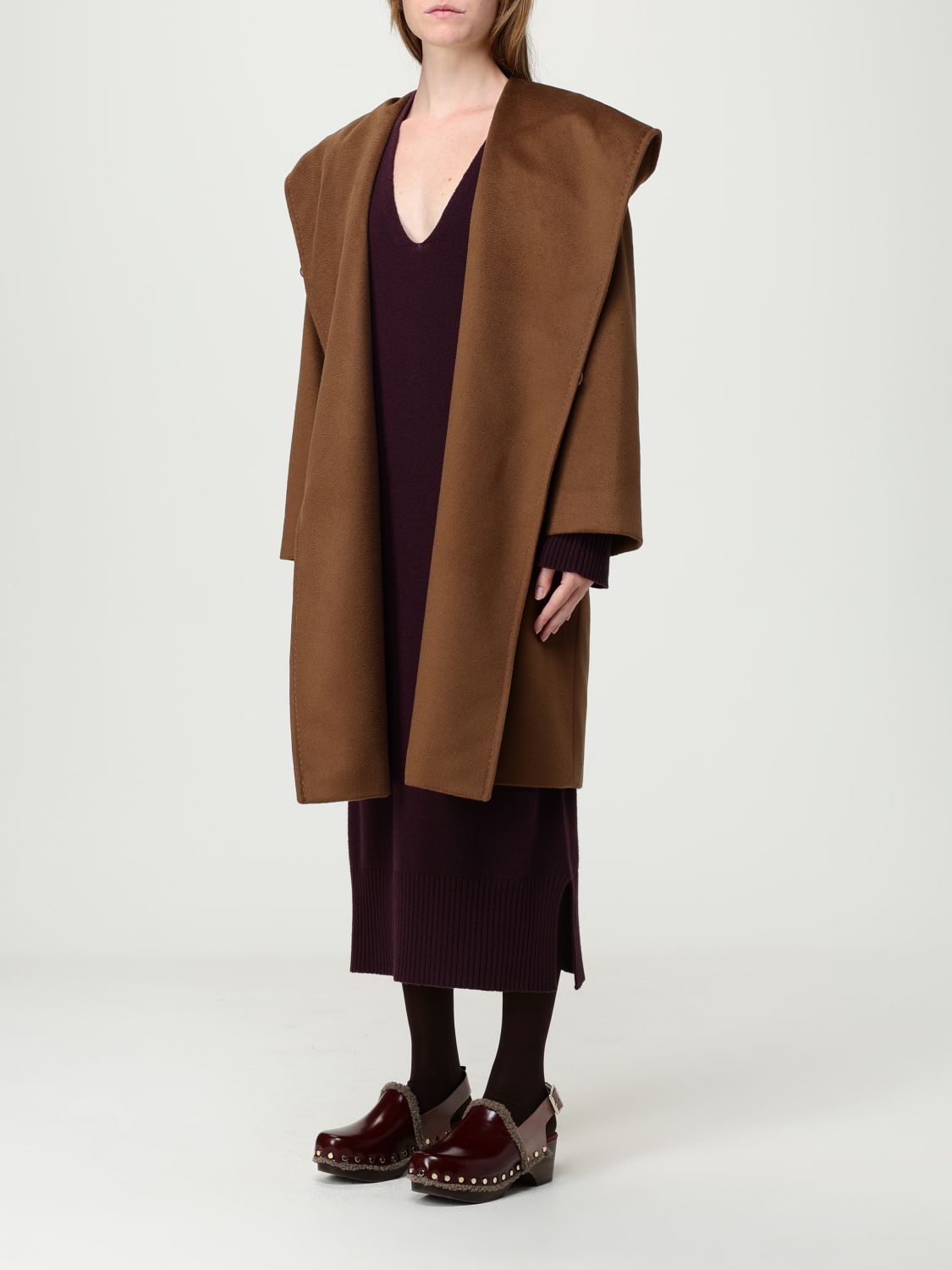 Max Mara Studio Coat Woman Brown MAX MARA STUDIO