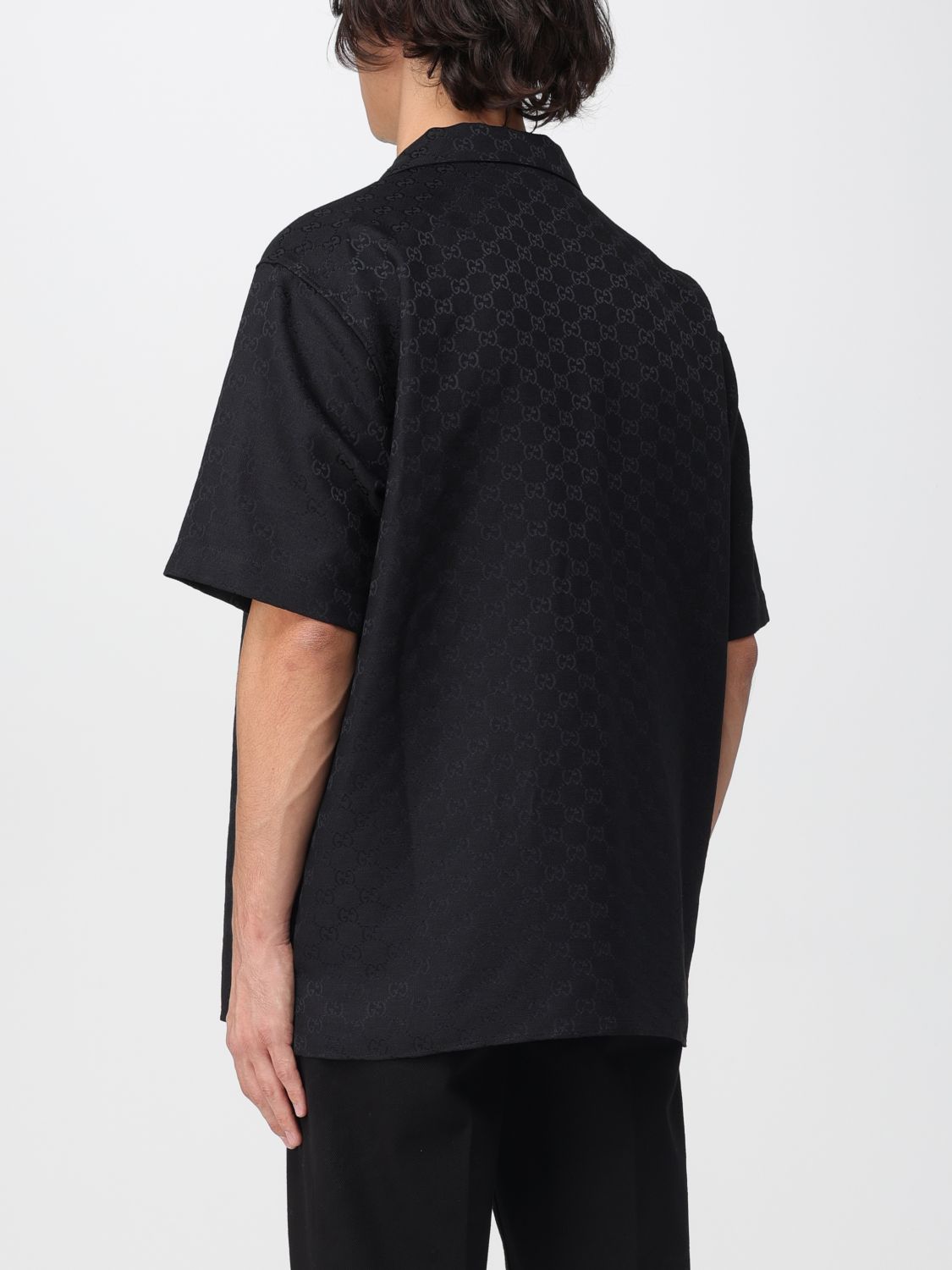Gucci Men Linen Blend Shirt With Monogram Gucci GUCCI