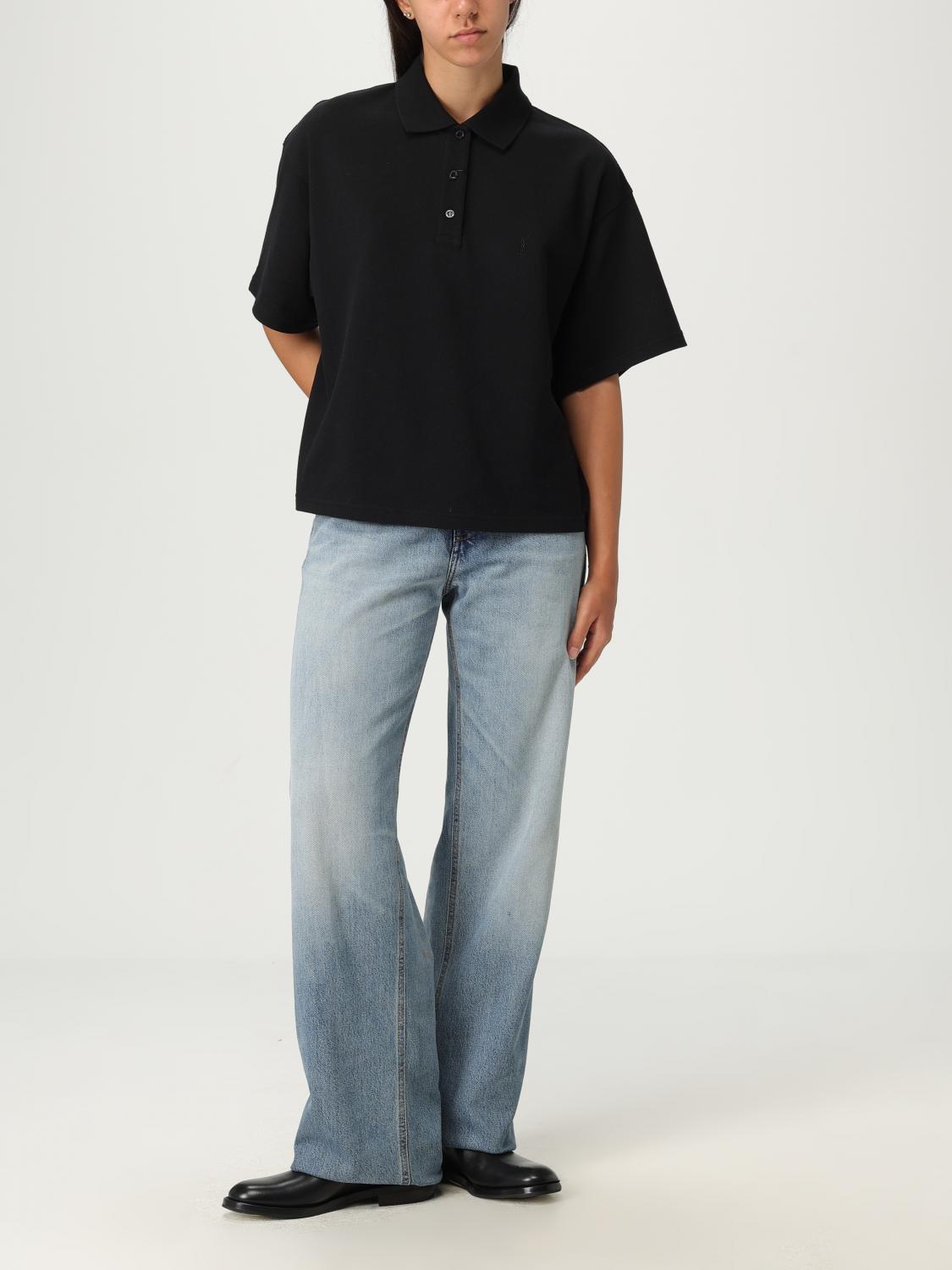 Saint Laurent Polo Shirt Woman Black SAINT LAURENT