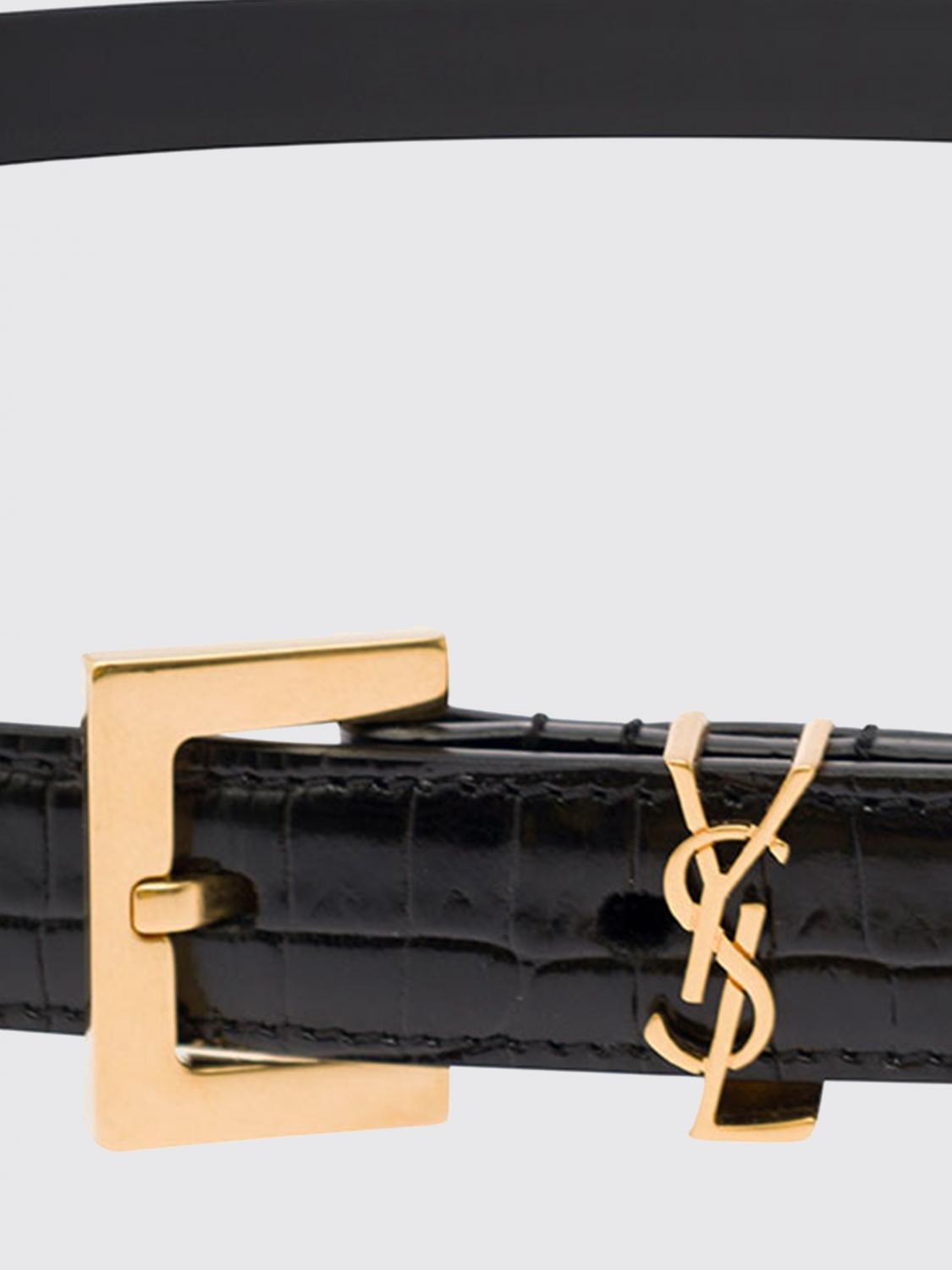 Saint Laurent Women Cassandre Croc-Effect Lambskin Belt Saint Laurent With Ysl Monogram SAINT LAURENT