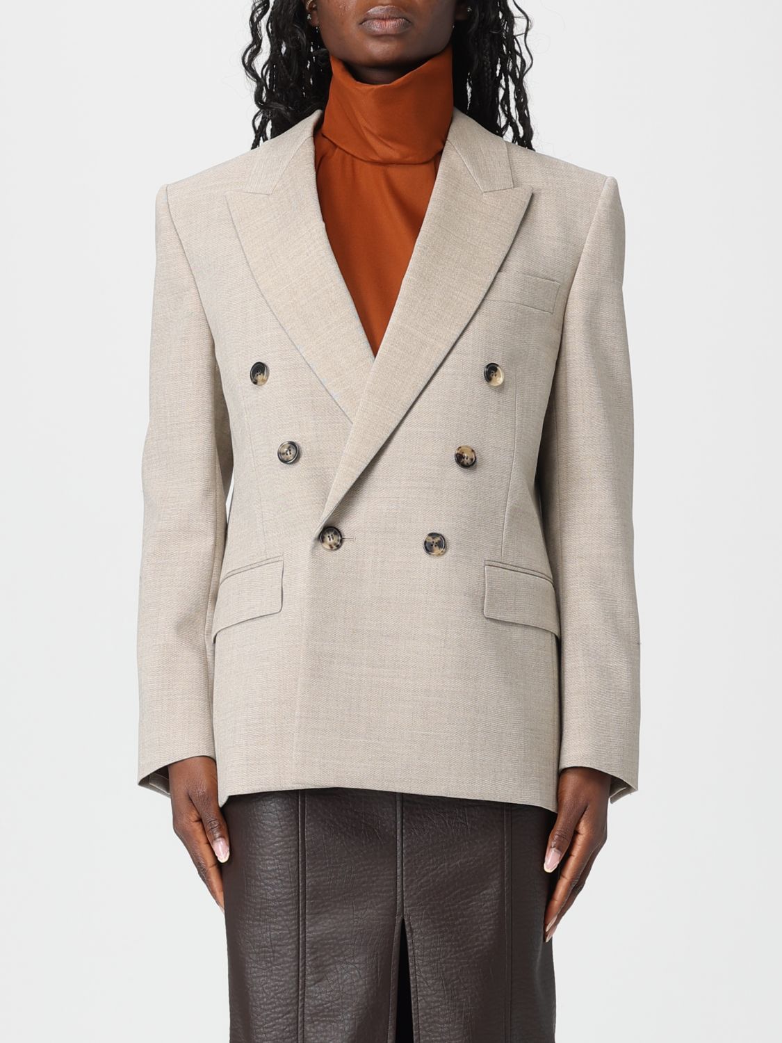 Saint Laurent Jacket Woman Beige SAINT LAURENT