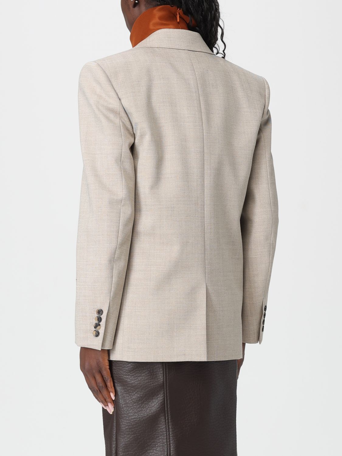 Saint Laurent Jacket Woman Beige SAINT LAURENT