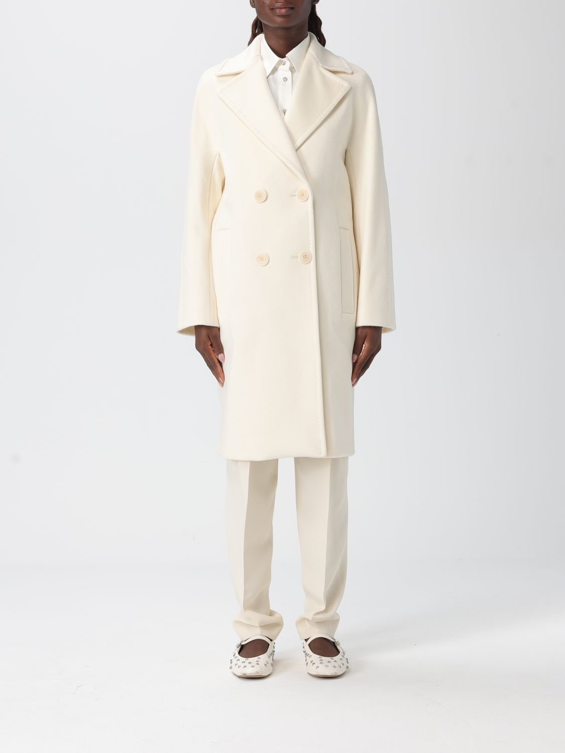 Max Mara Studio Coat Woman White MAX MARA STUDIO