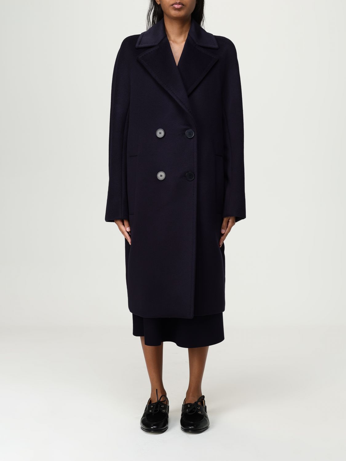 Max Mara Studio Coat Woman Navy MAX MARA STUDIO