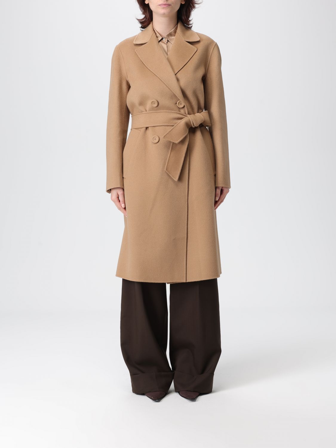 Max Mara Studio Coat Woman Camel MAX MARA STUDIO