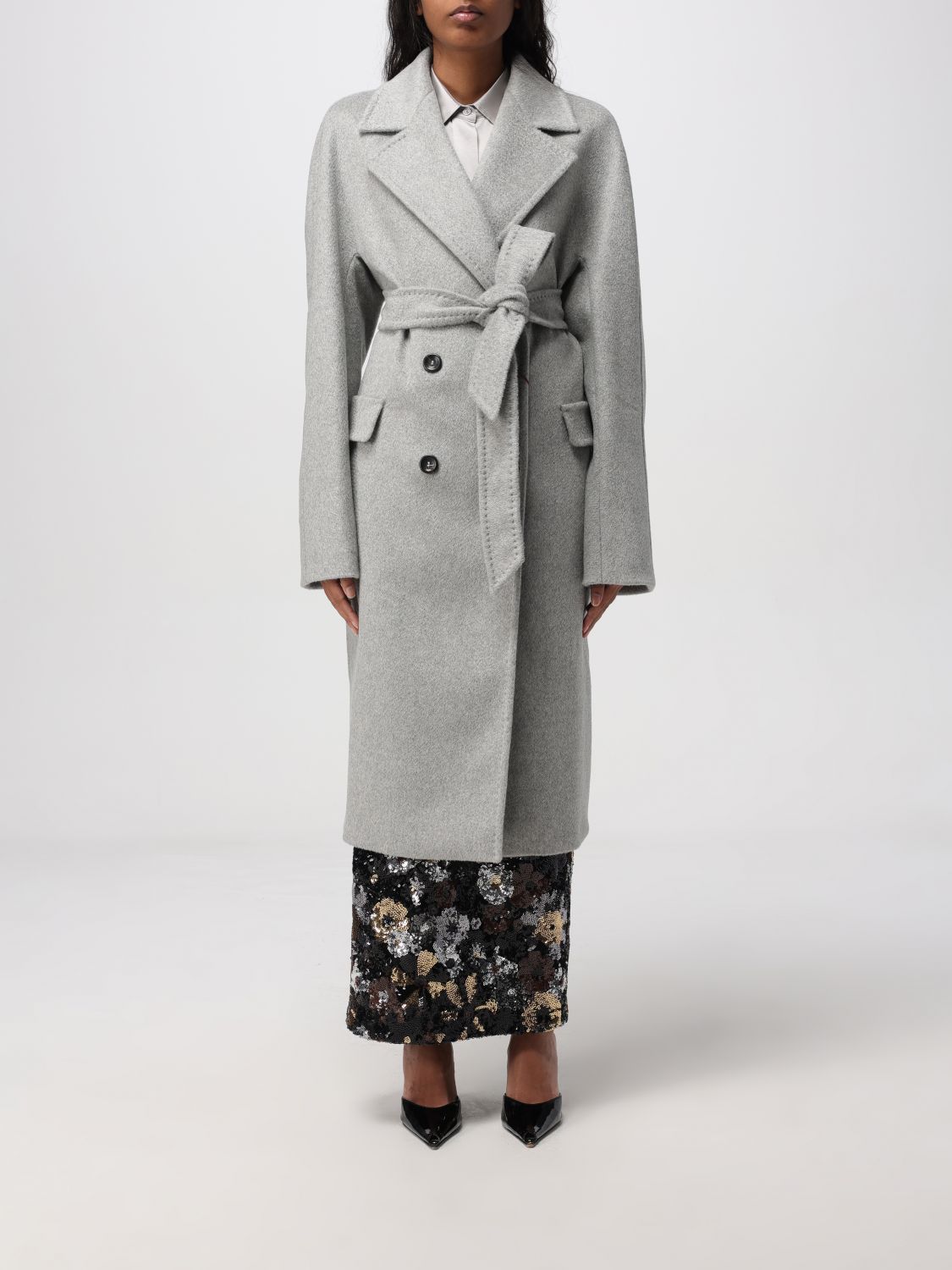 Max Mara Studio Coat Woman Grey MAX MARA STUDIO