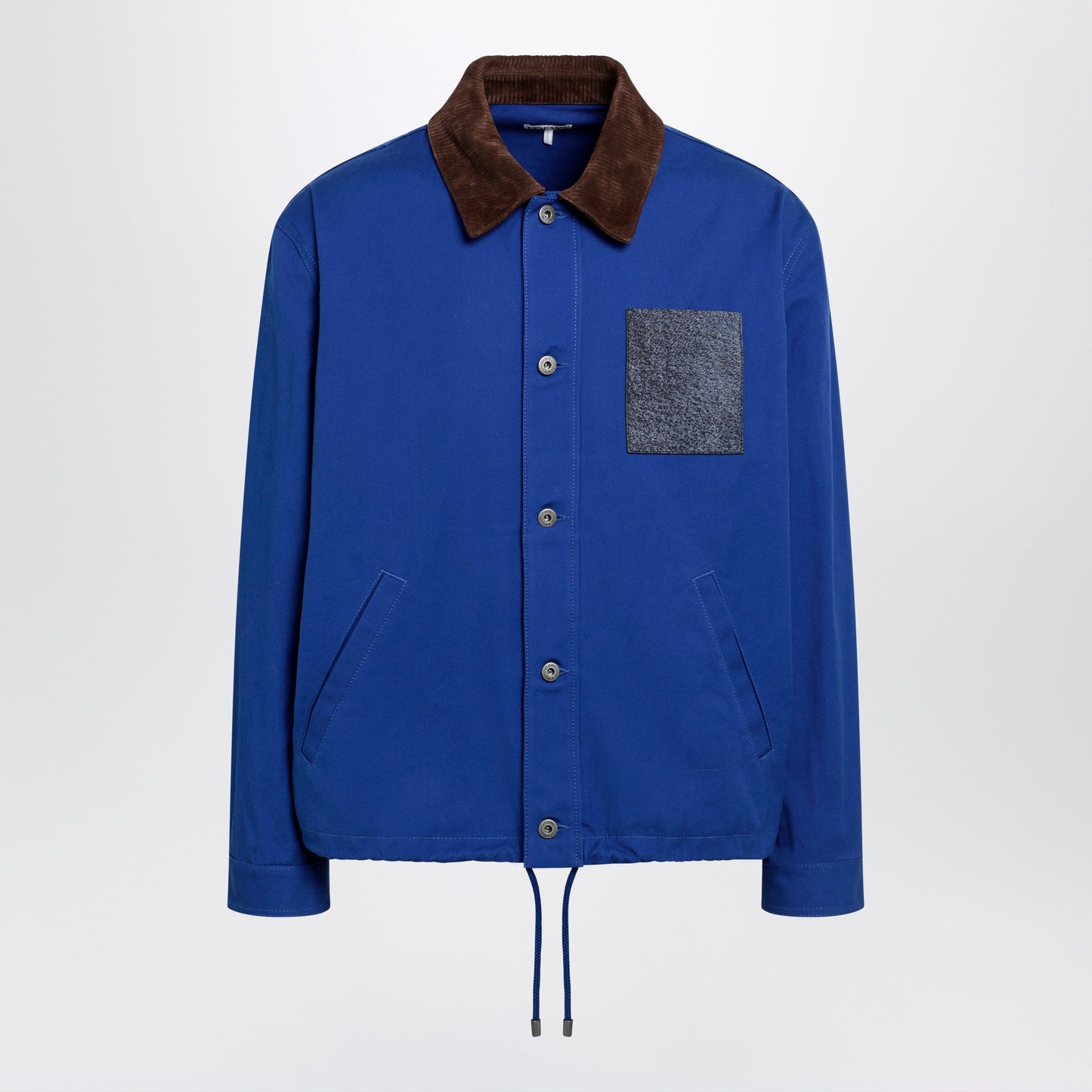 Loewe Long-Sleeve Cotton And Leather Jacket In Blue Men LOEWE