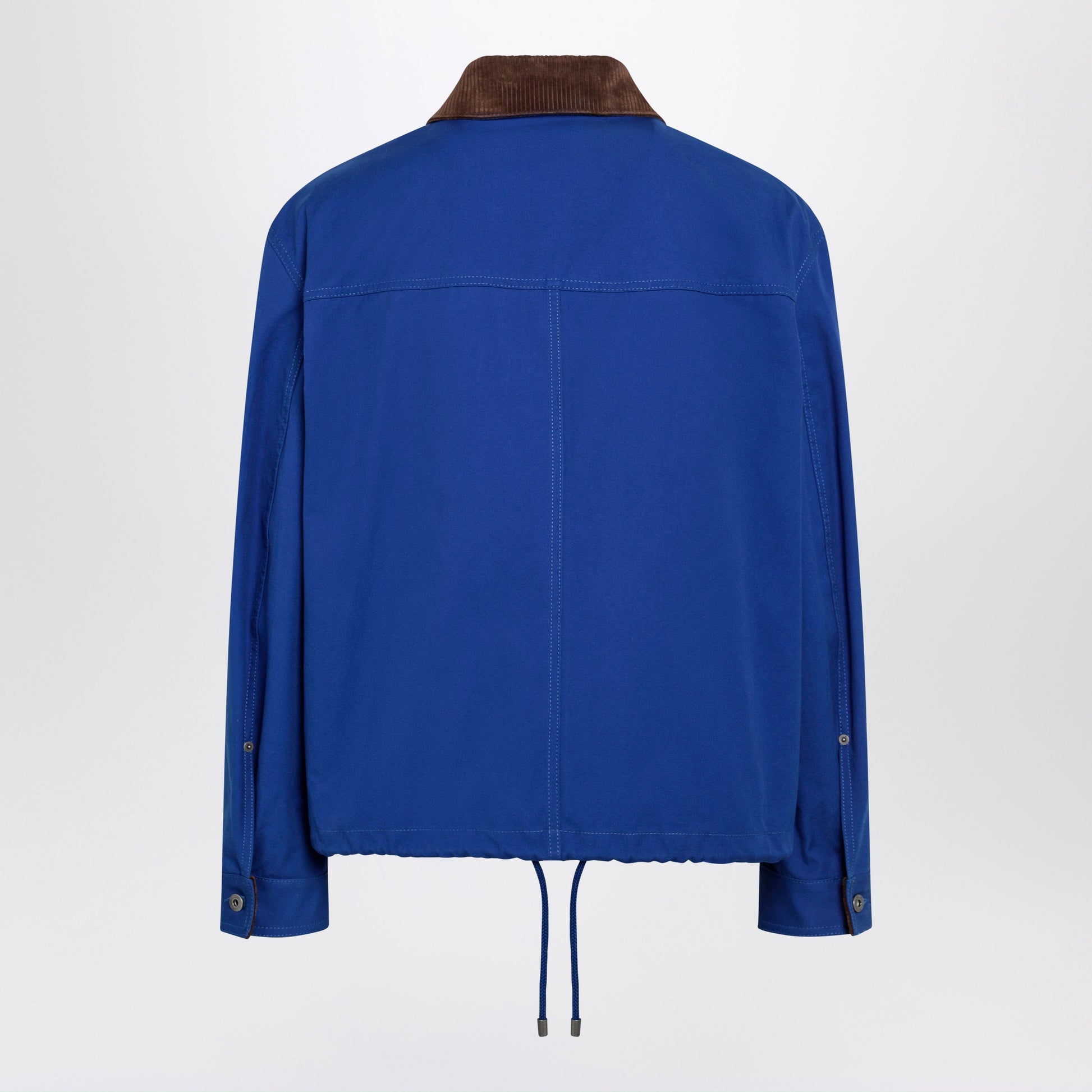 Loewe Long-Sleeve Cotton And Leather Jacket In Blue Men LOEWE
